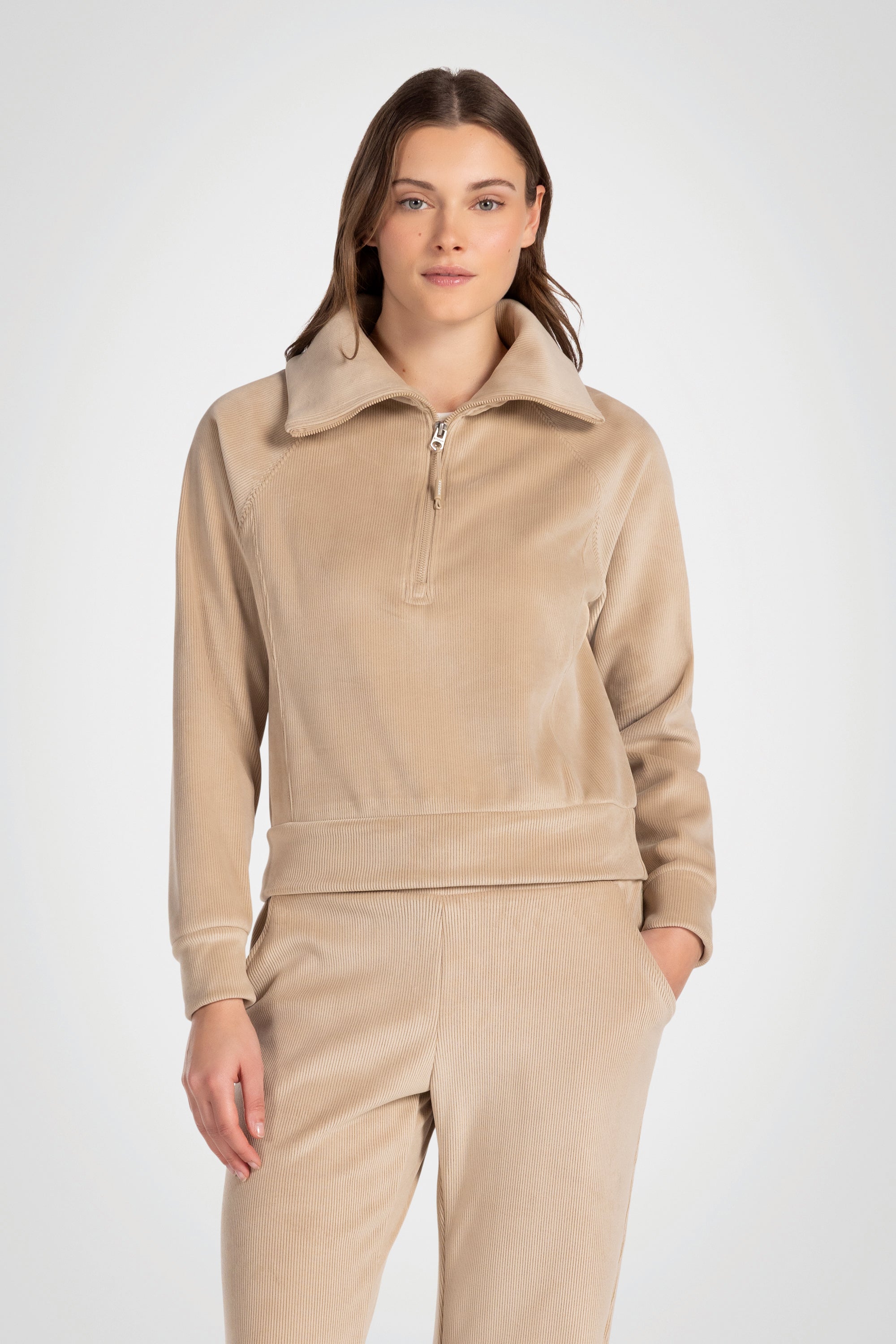 LuxeRib Velour 1/2 Zip Top