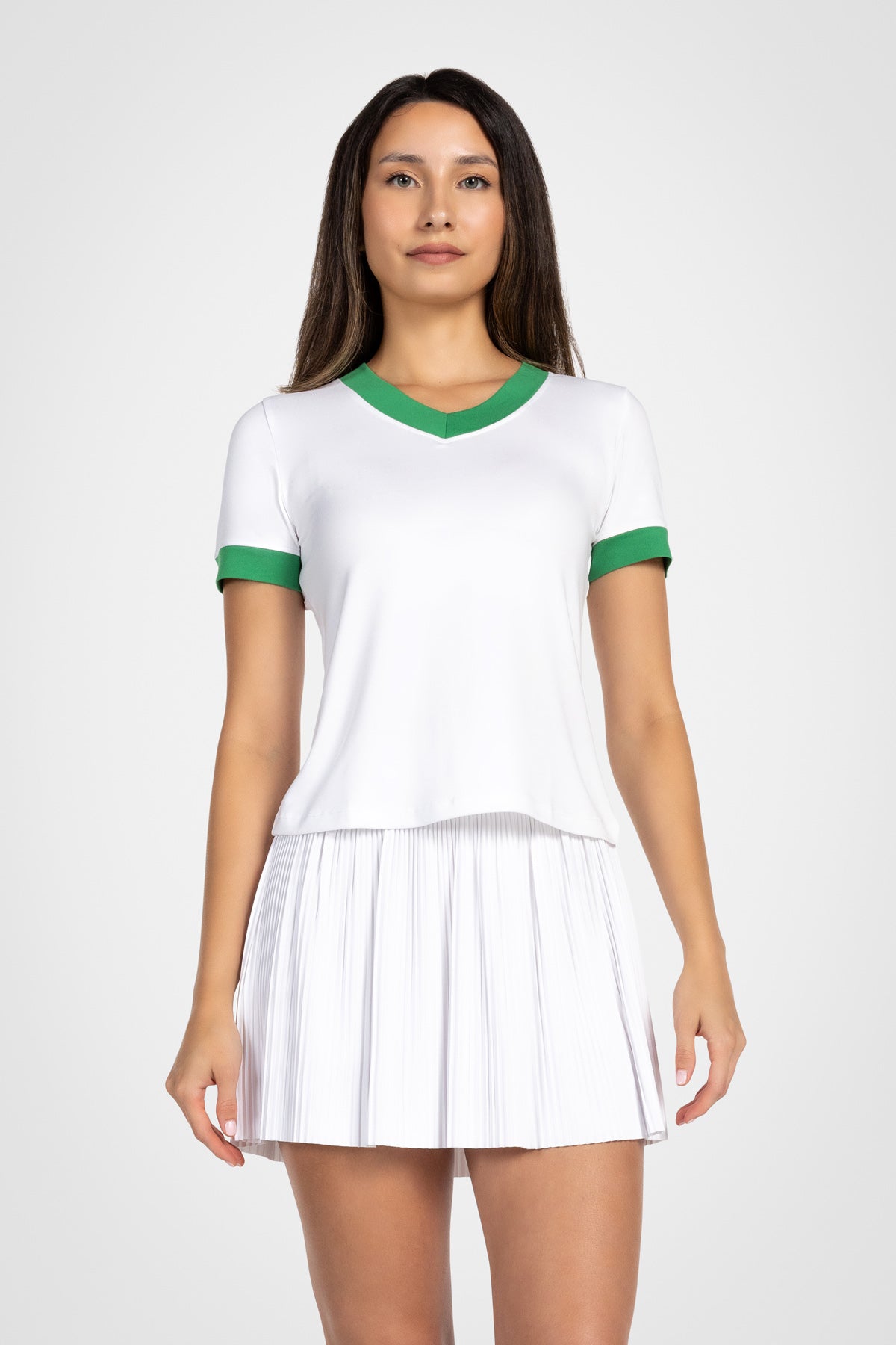 T-shirt à col en V colorblock