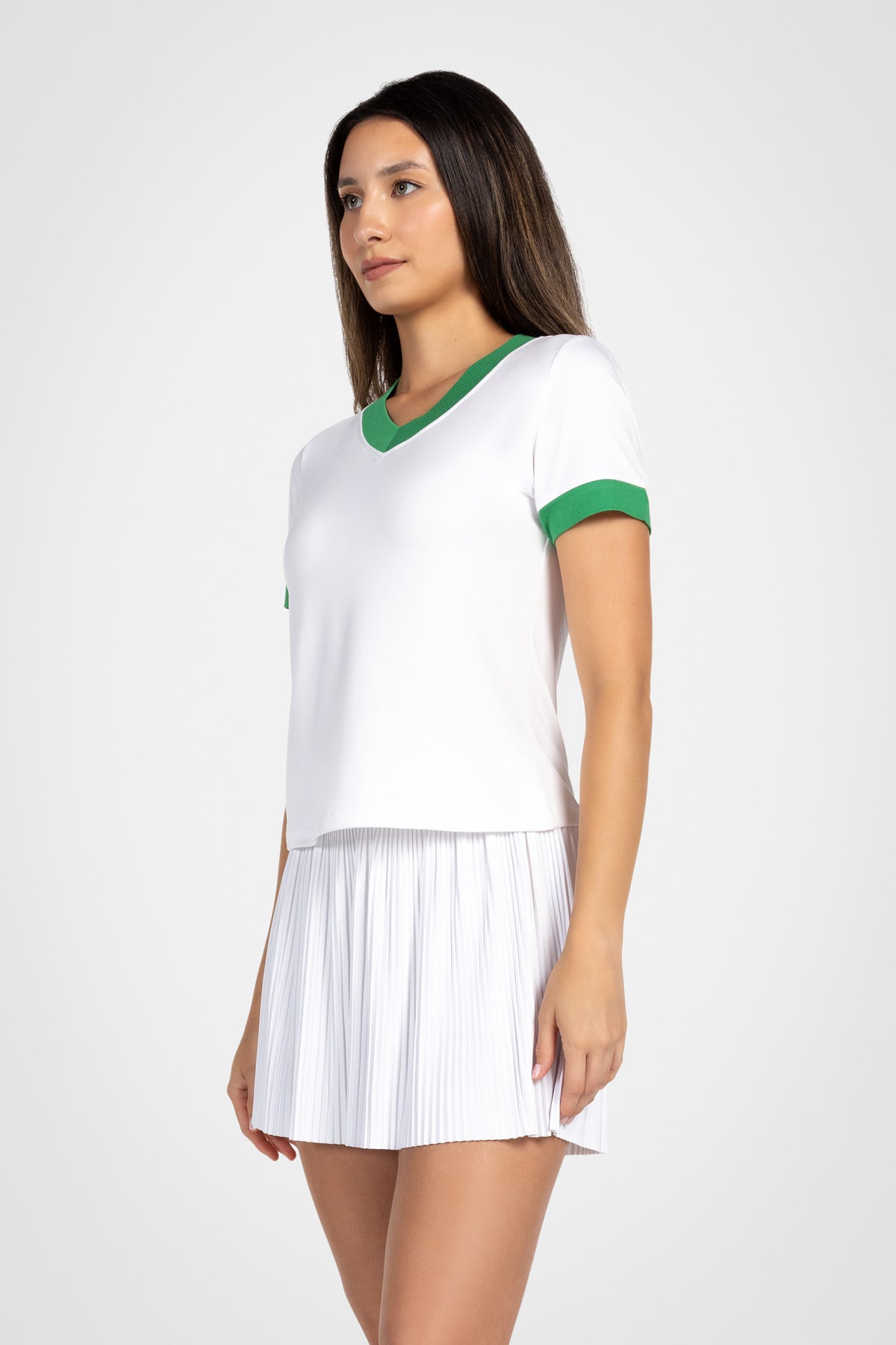 T-shirt à col en V colorblock