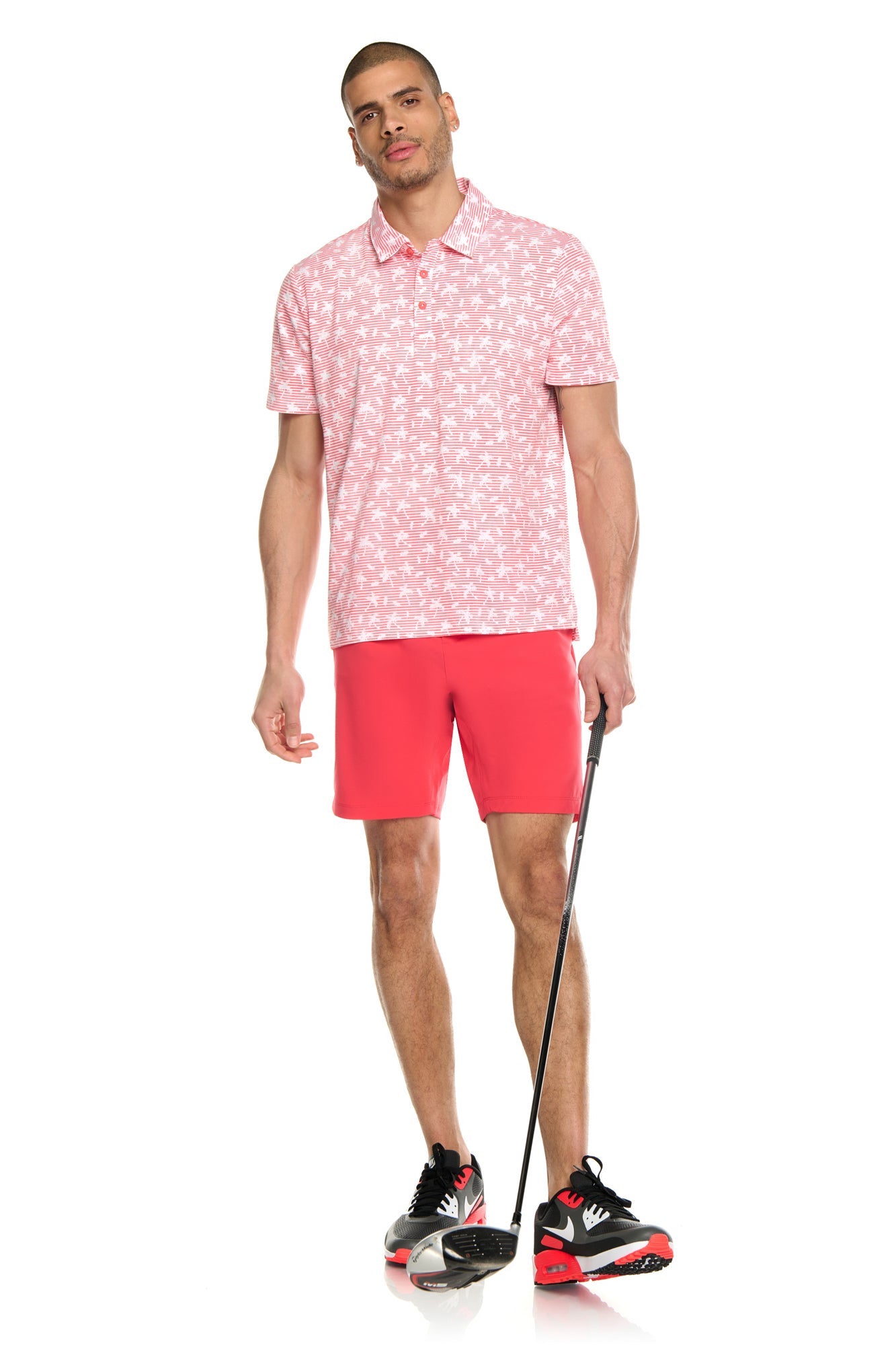 Polo de golf imprimé avec col et 3 boutons