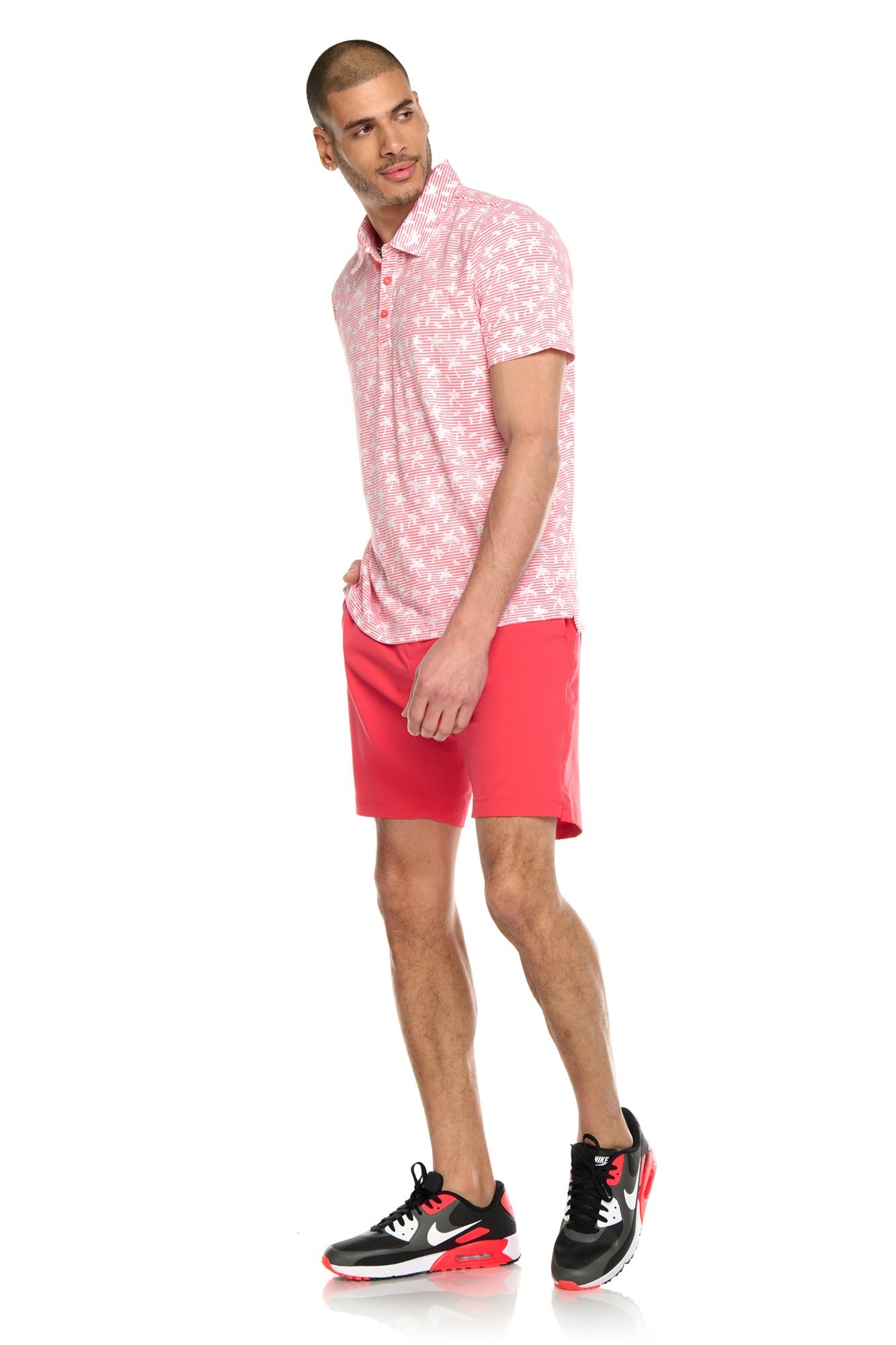 Polo de golf imprimé avec col et 3 boutons