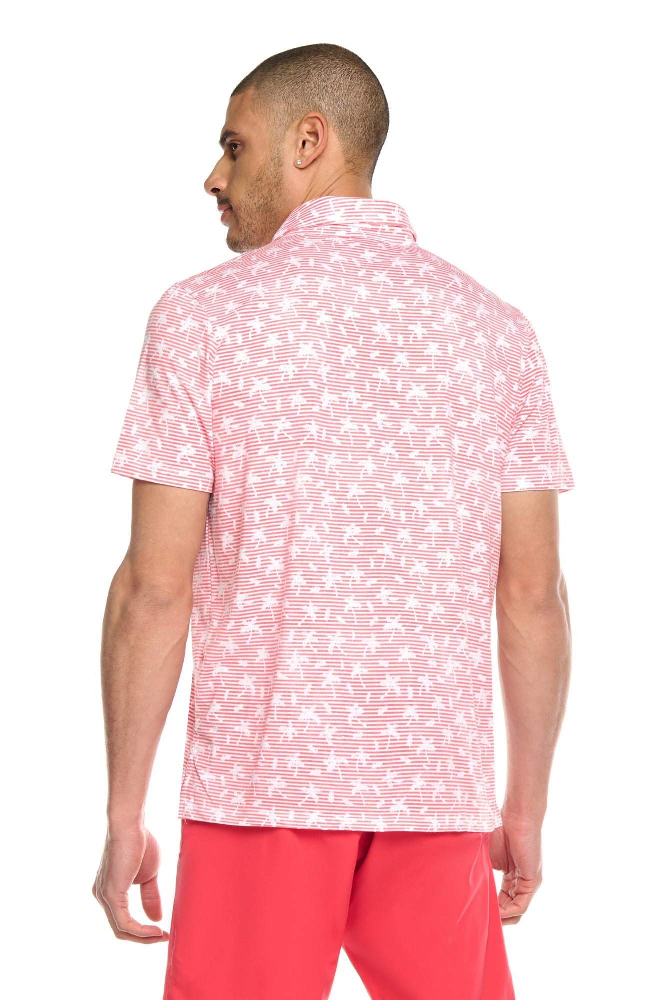 Printed Golf Polo with Self Collar and 3 Front Buttons