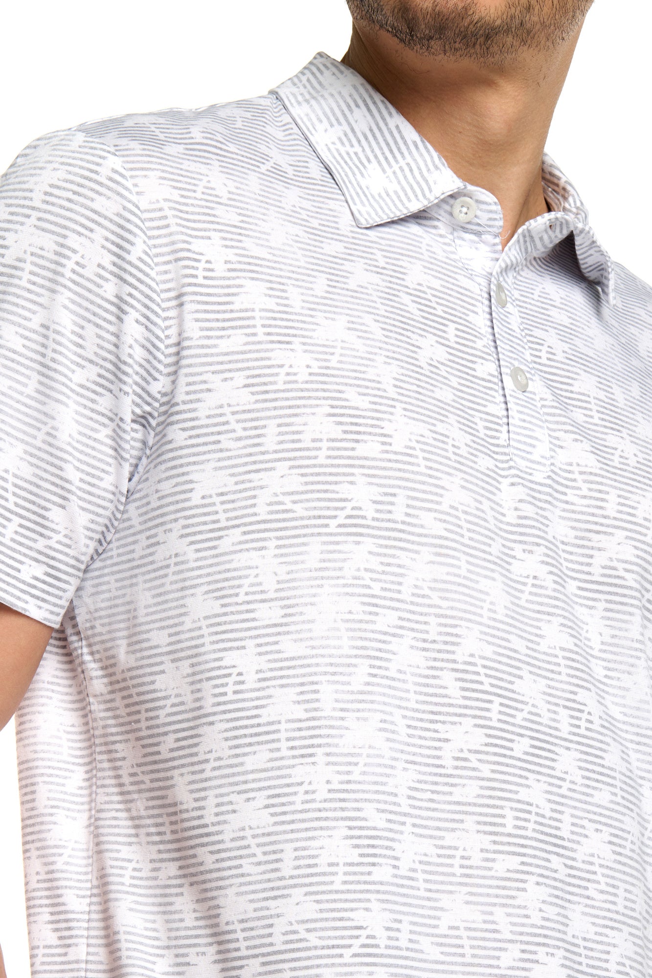 Printed Golf Polo with Self Collar and 3 Front Buttons