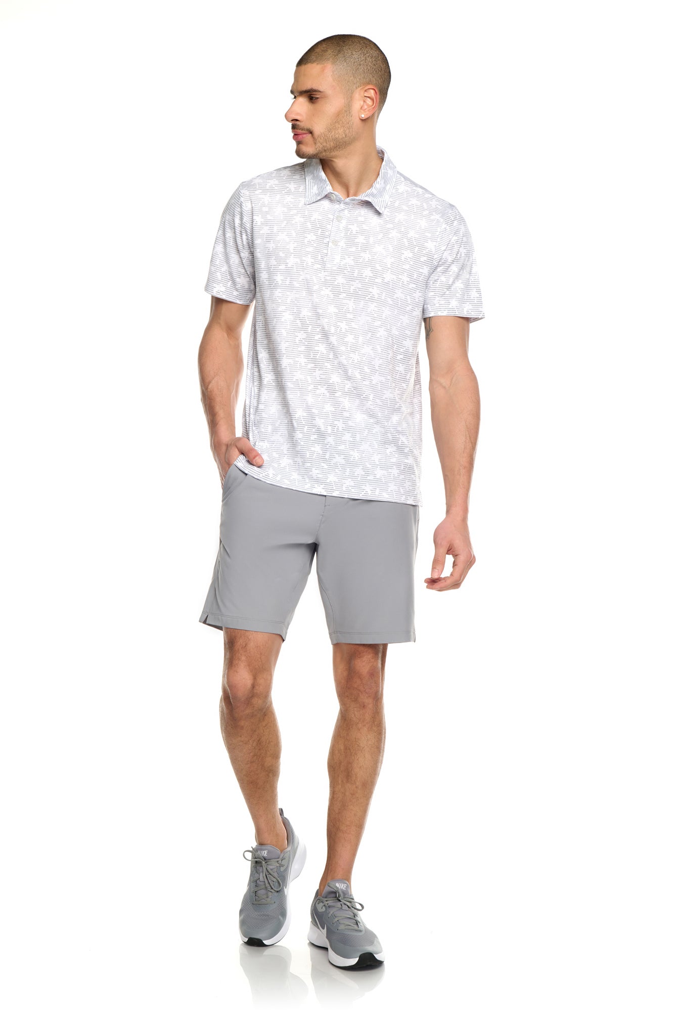 Polo de golf imprimé avec col et 3 boutons