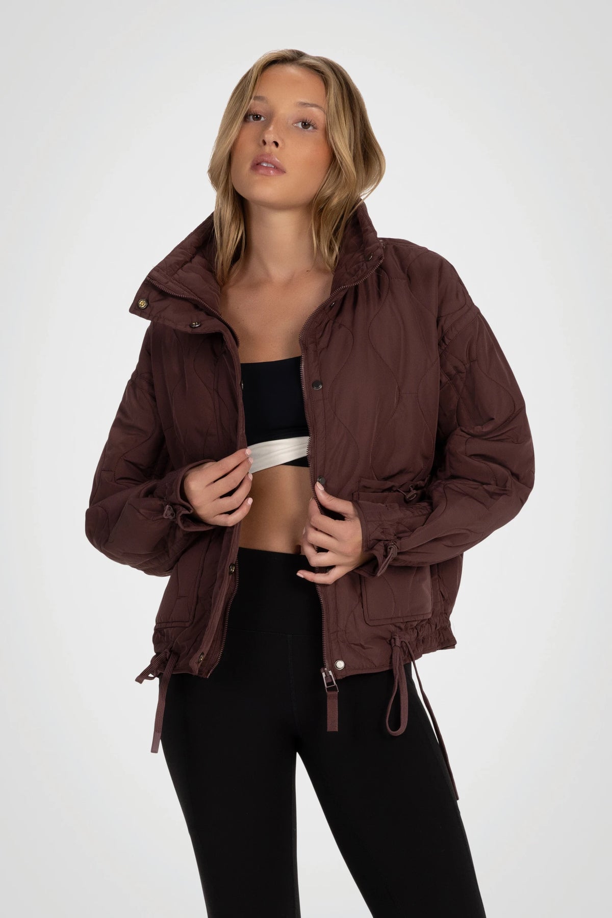 Veylora Cinch-Hem Quilted Jacket
