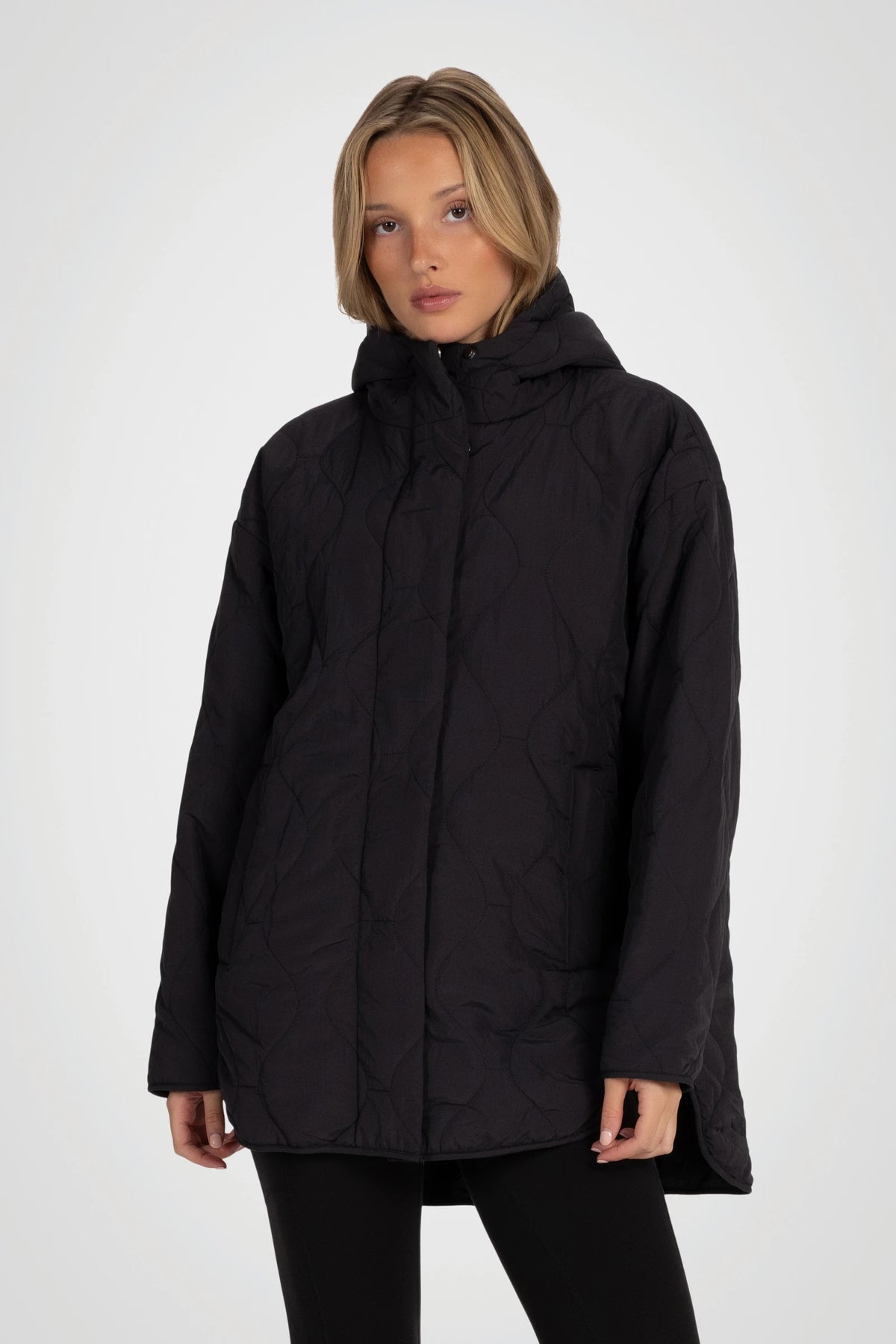 Avelune Hi-Low Quilted Hooded Jacket