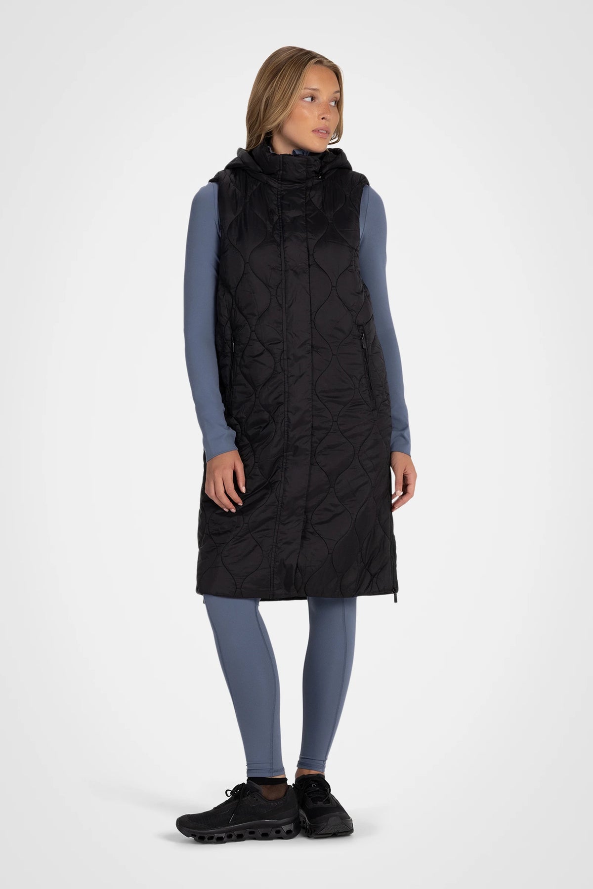 Vallune Long Quilted Hooded Vest