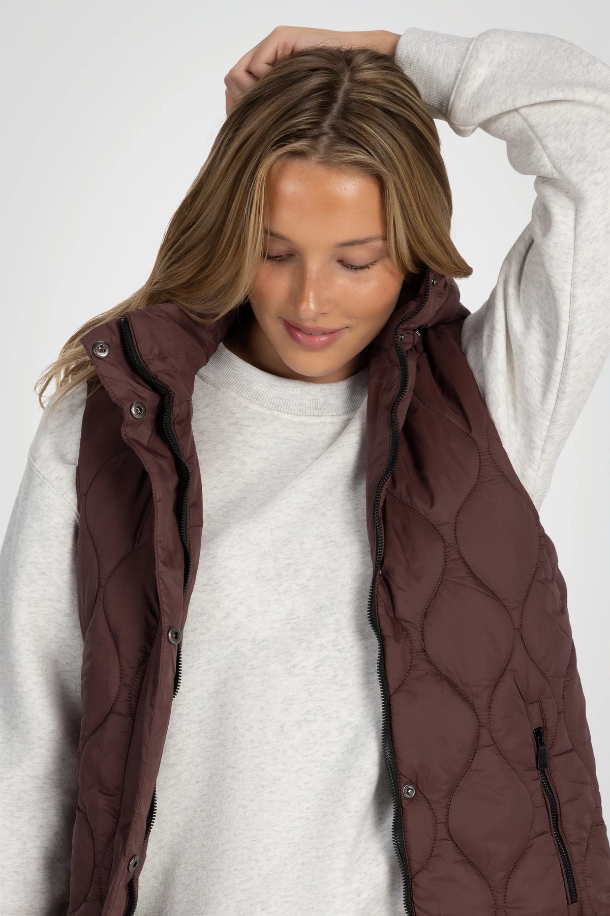Vallune Long Quilted Hooded Vest