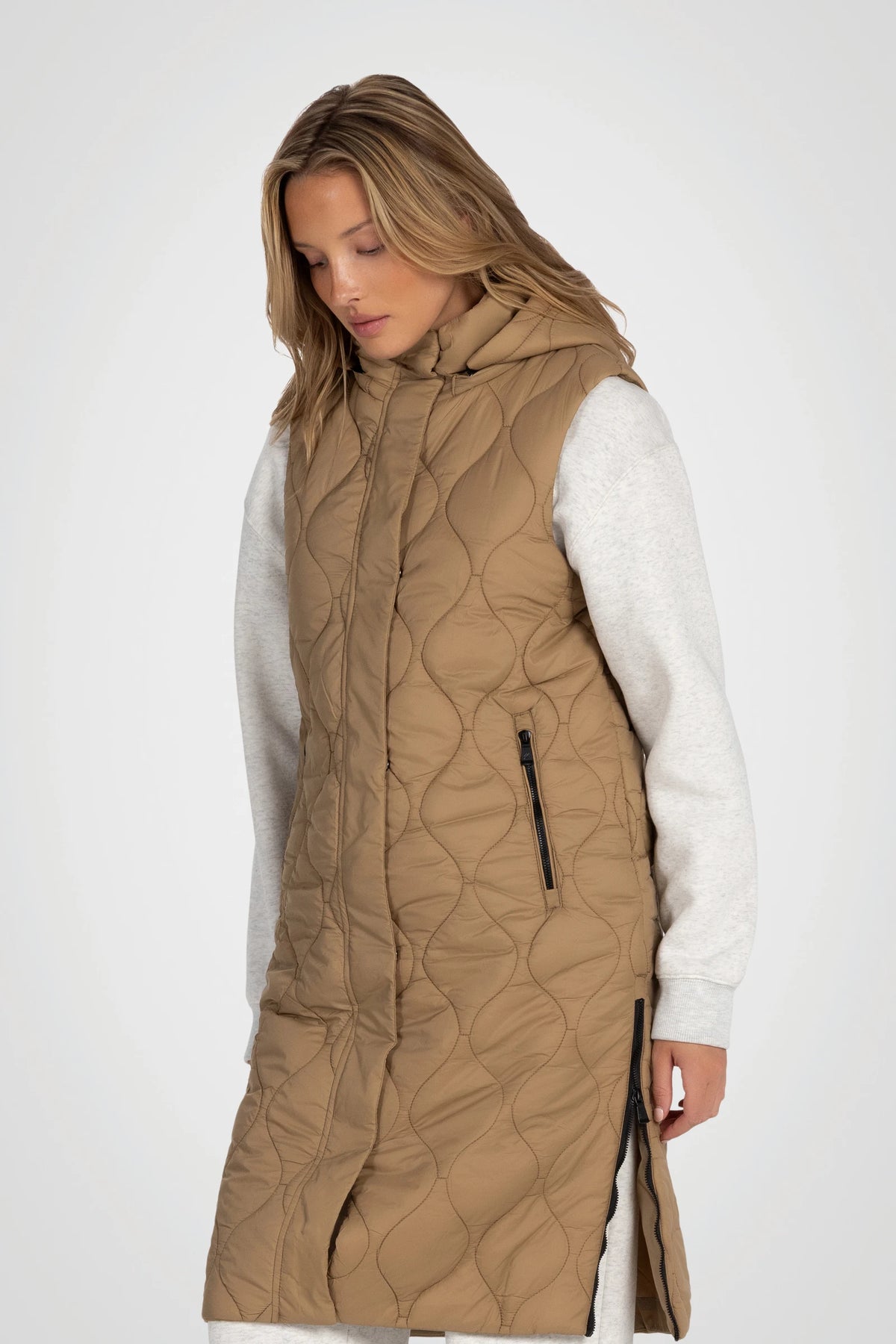 Vallune Long Quilted Hooded Vest
