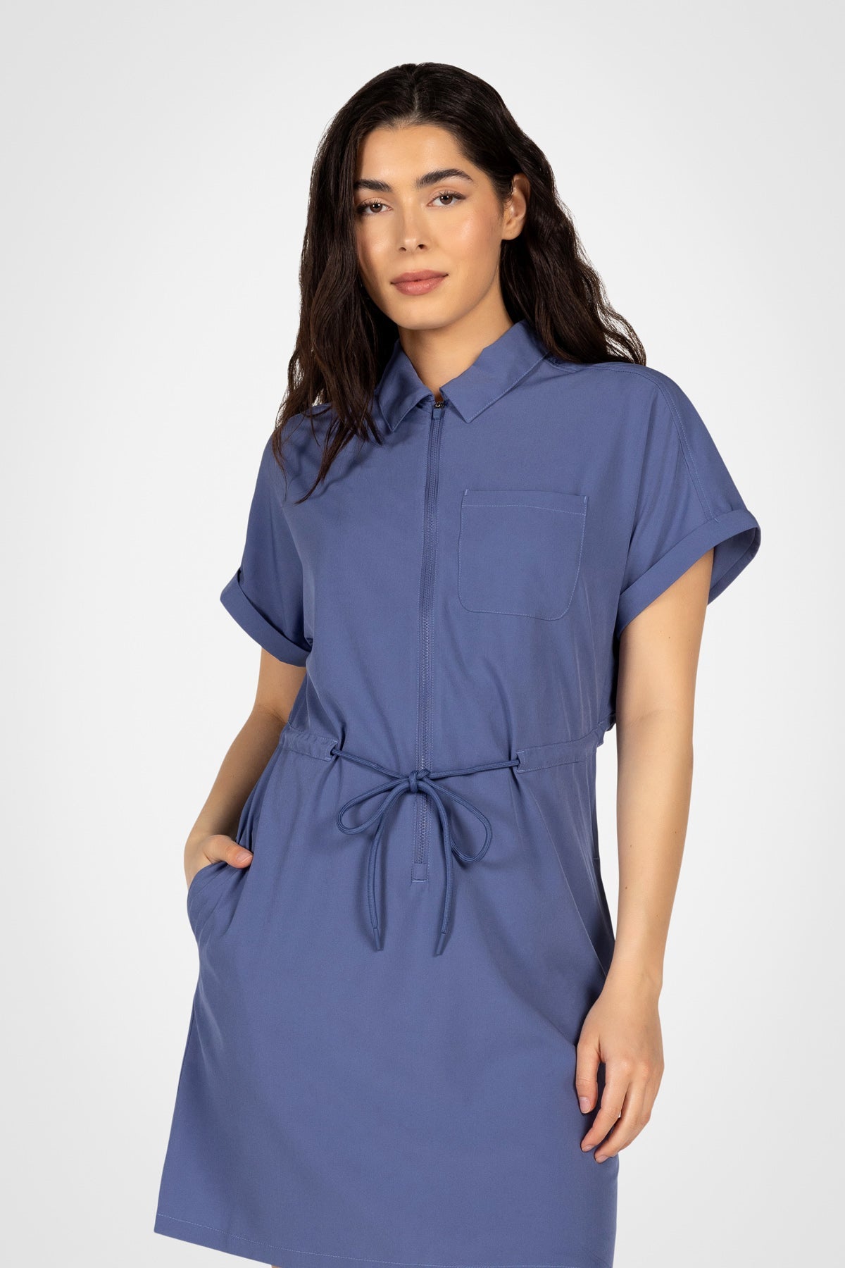 Kyodan Womens Everyday Zip-Up Shirt Dress