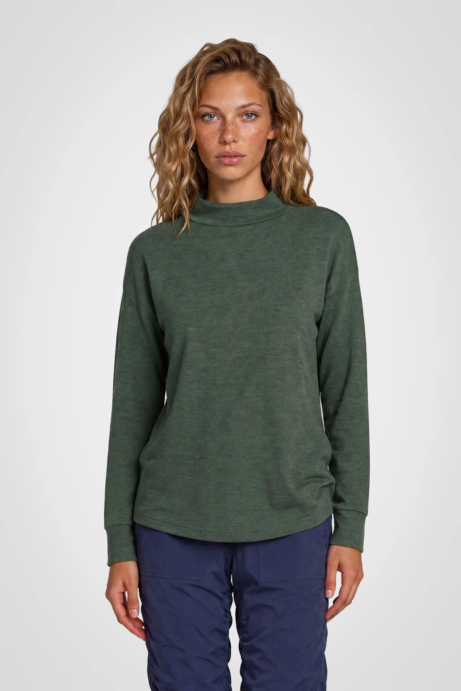 CloudSoft Hi-Low Mock Neck Pullover