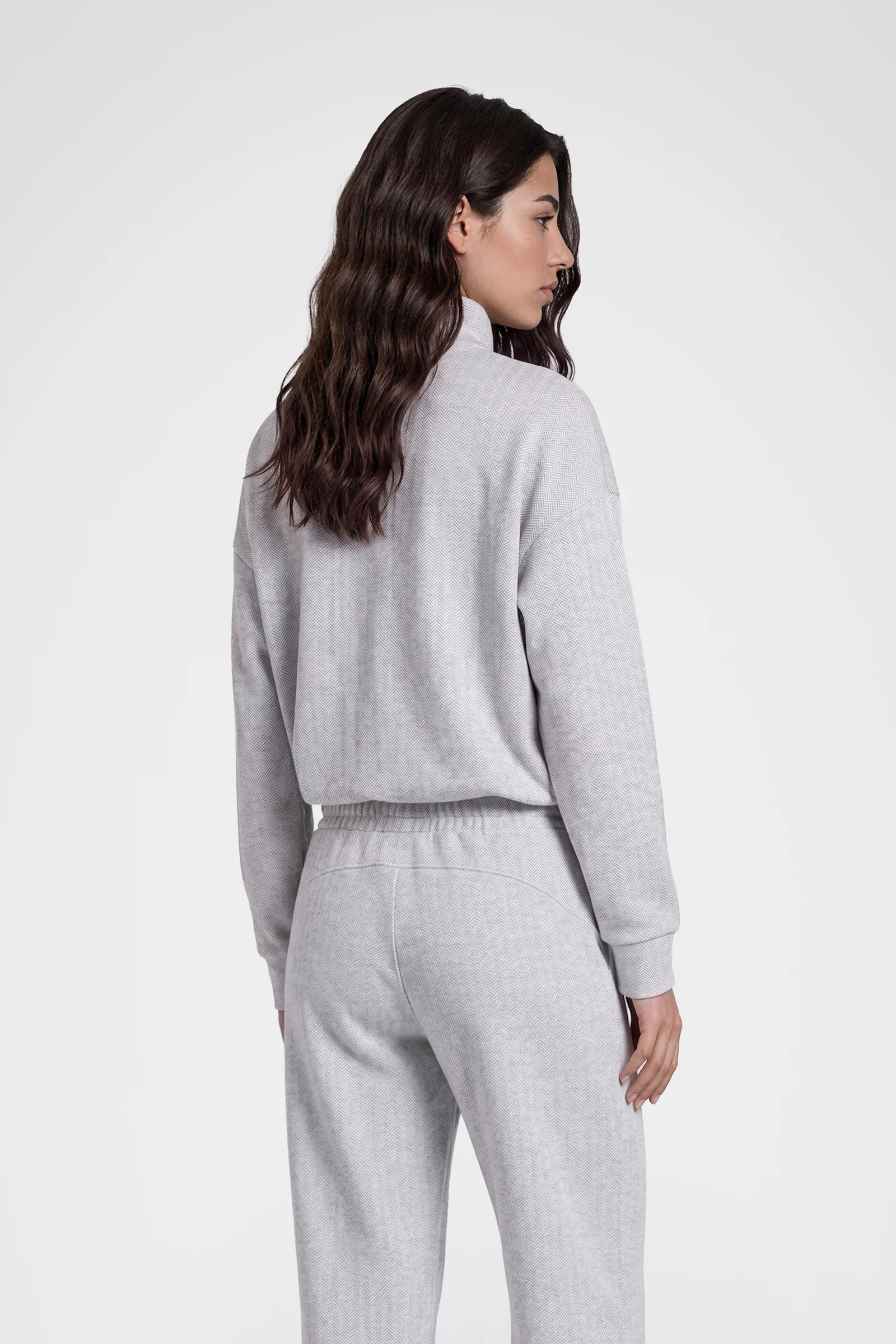 Cozy Herringbone Mock Neck Pullover