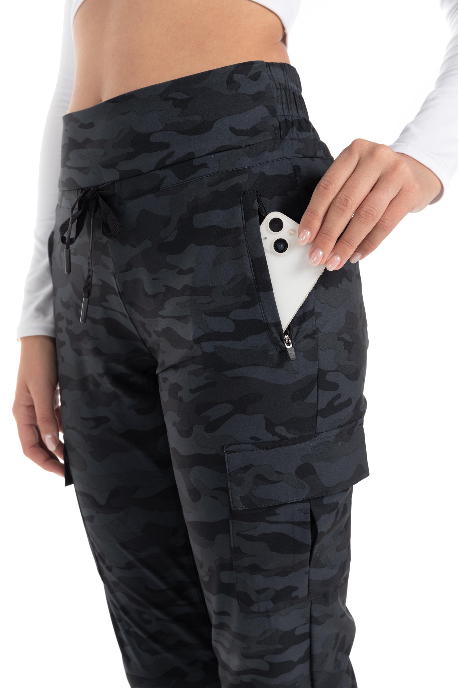 Jogging cargo court tissé