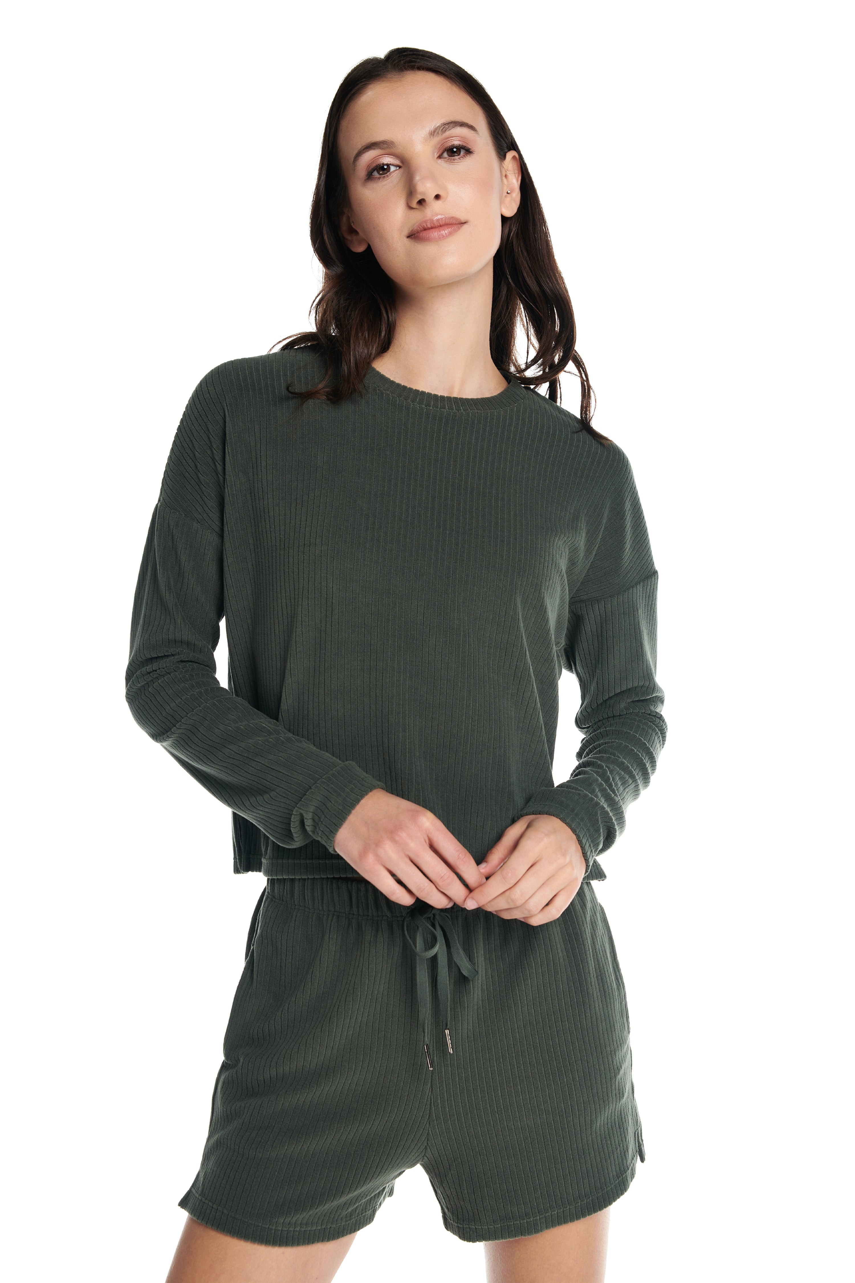 Velour Ribbed Lounge Longsleeve Top