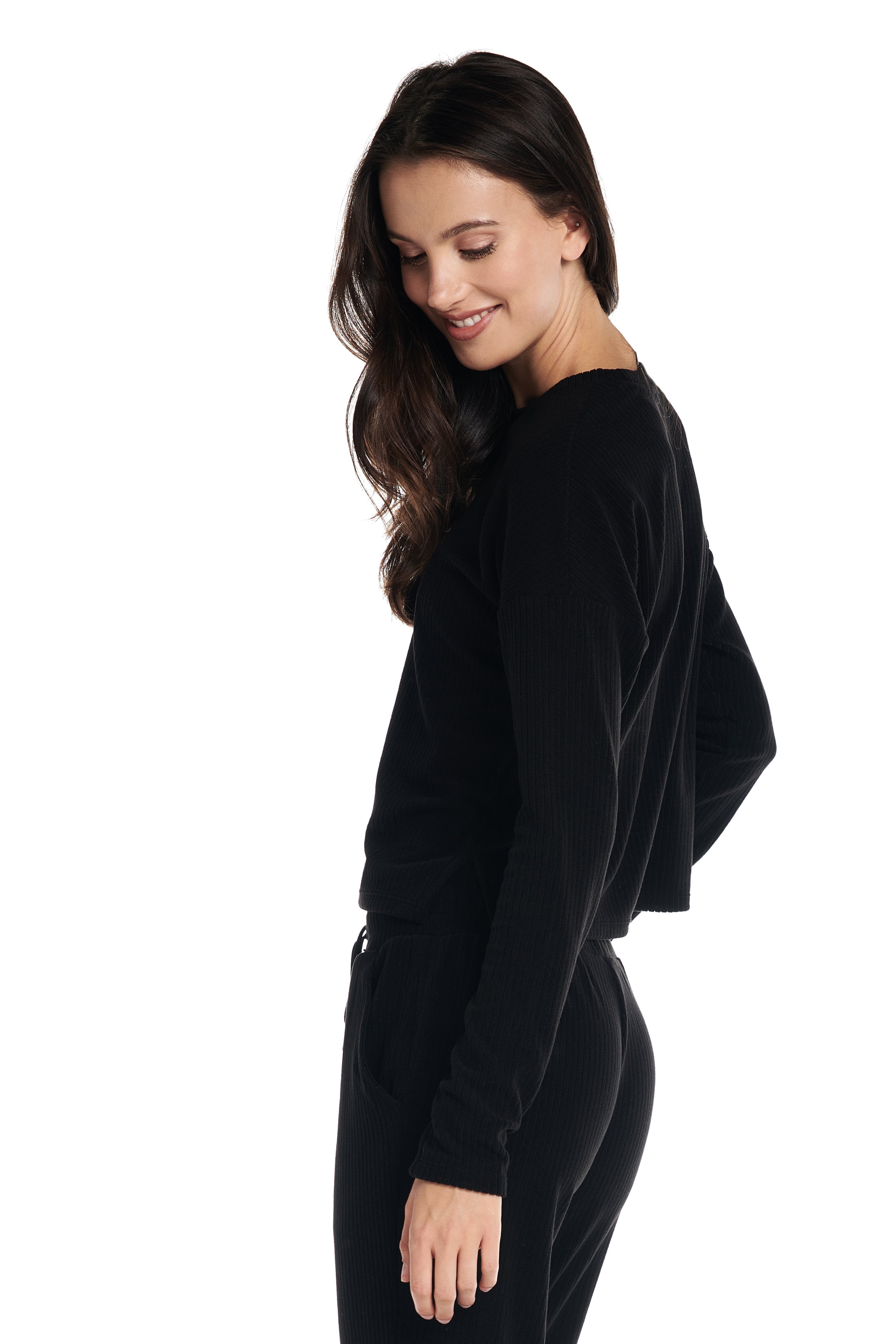 Velour Ribbed Lounge Longsleeve Top