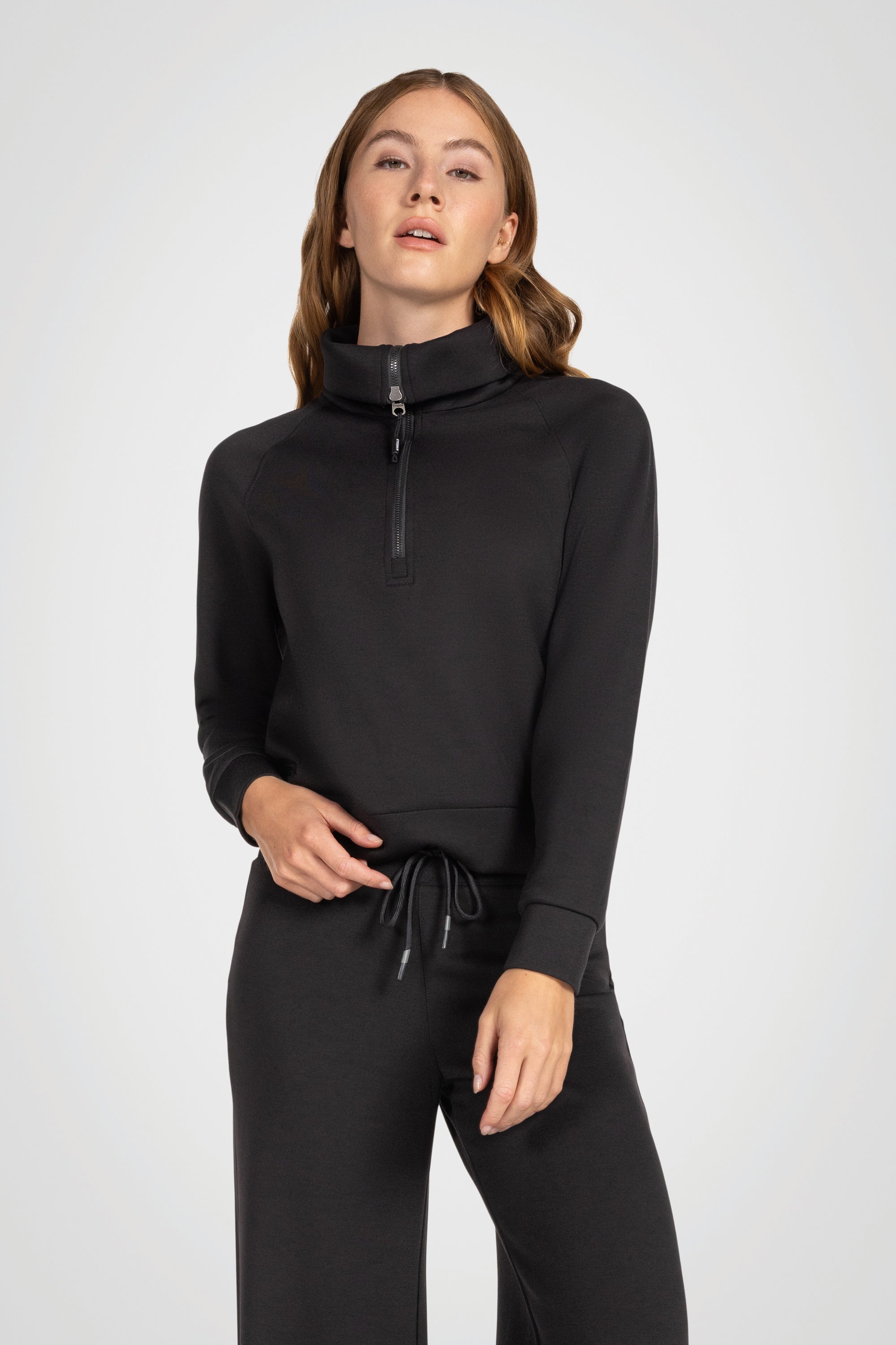Sweat-shirt à col cheminée et demi-zip Kaia