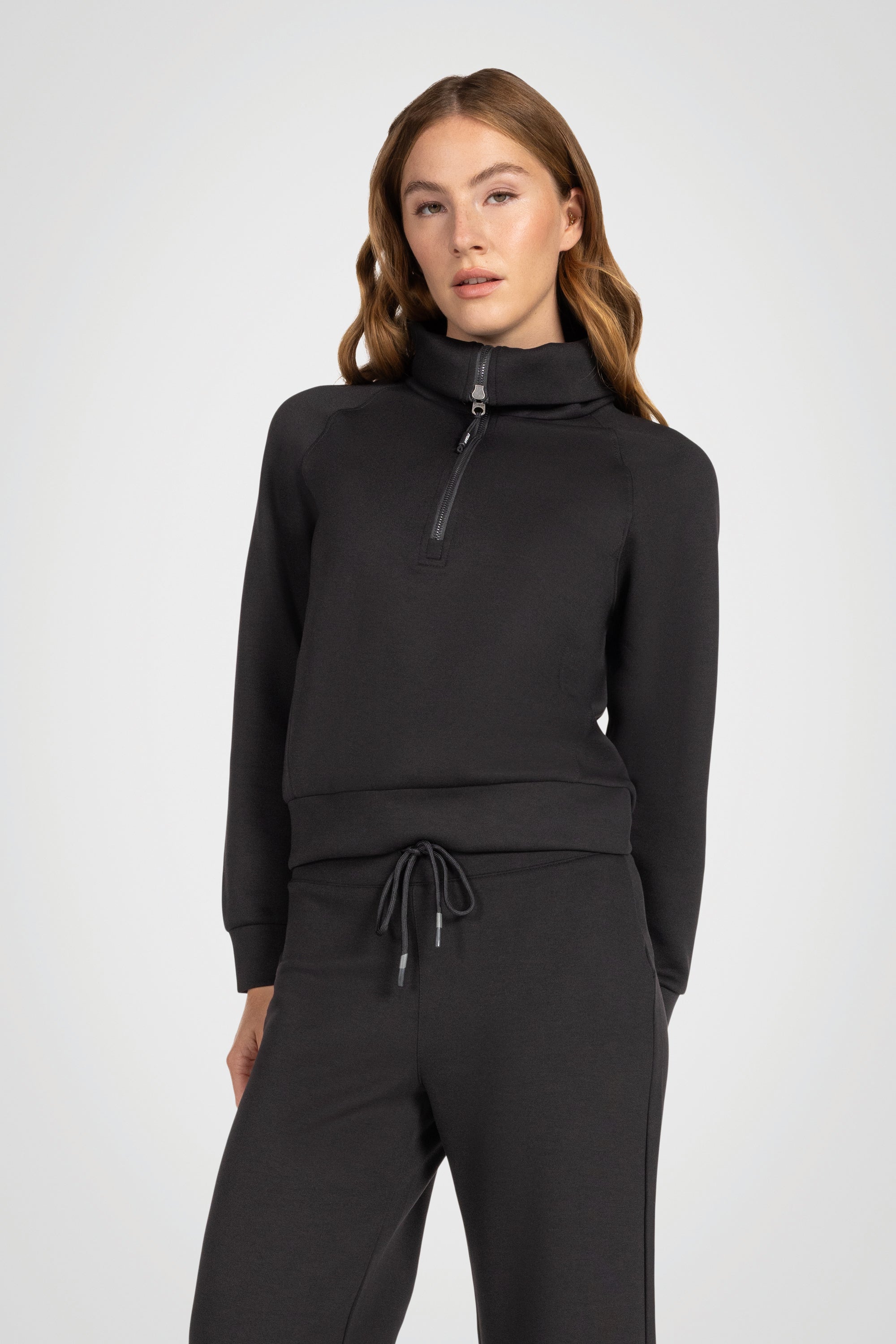 Sweat-shirt à col cheminée et demi-zip Kaia