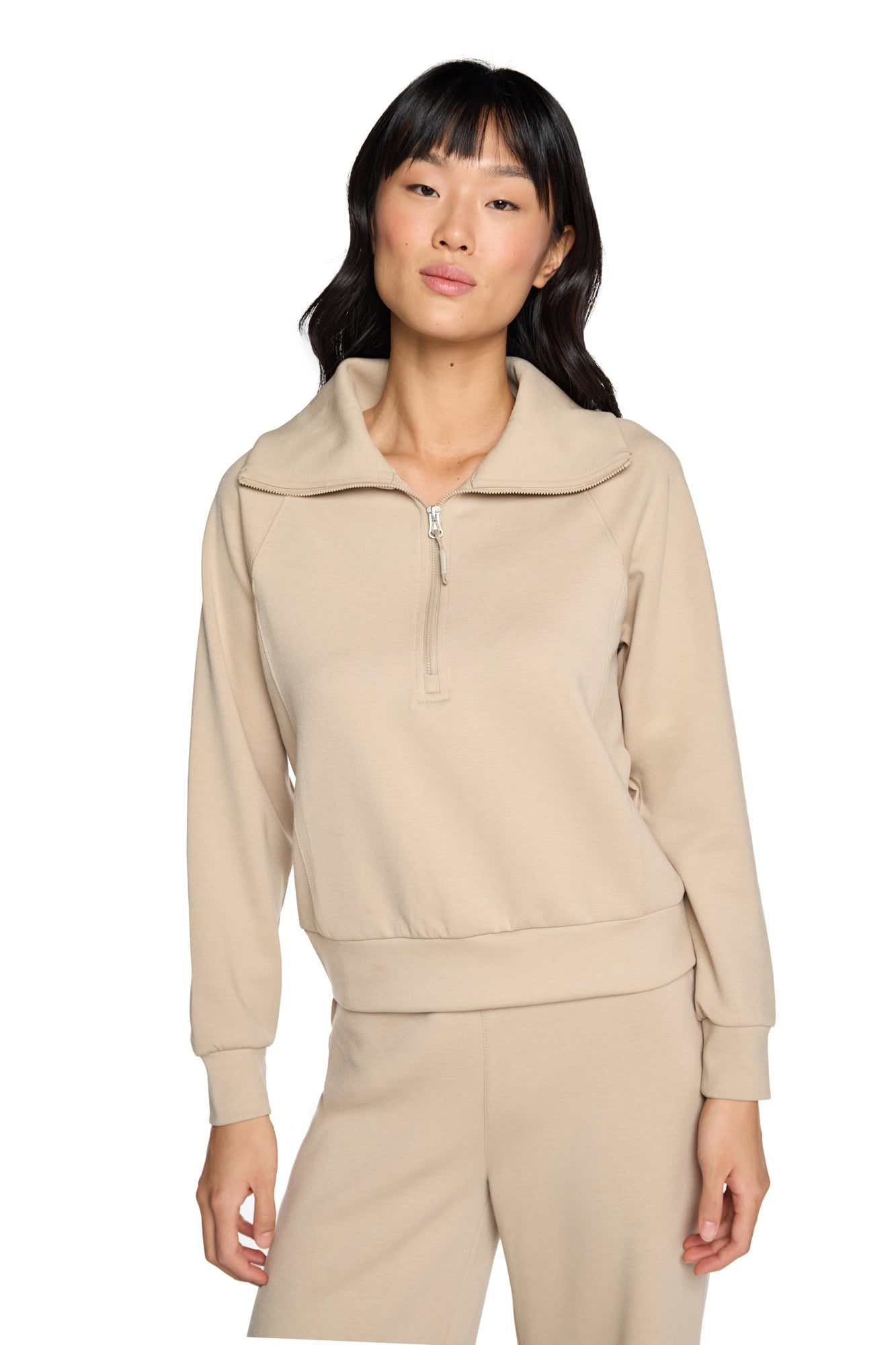 Sweat-shirt à col cheminée et demi-zip Kaia