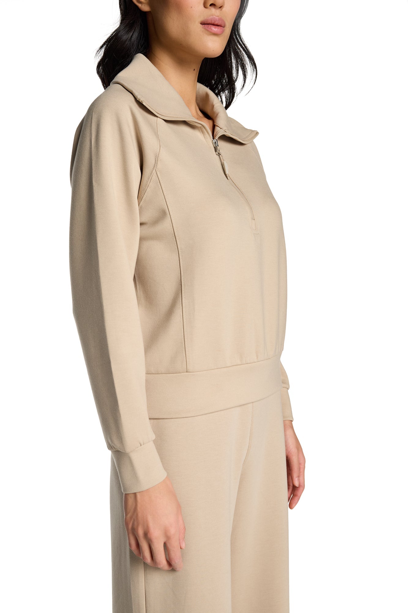 Sweat-shirt à col cheminée et demi-zip Kaia