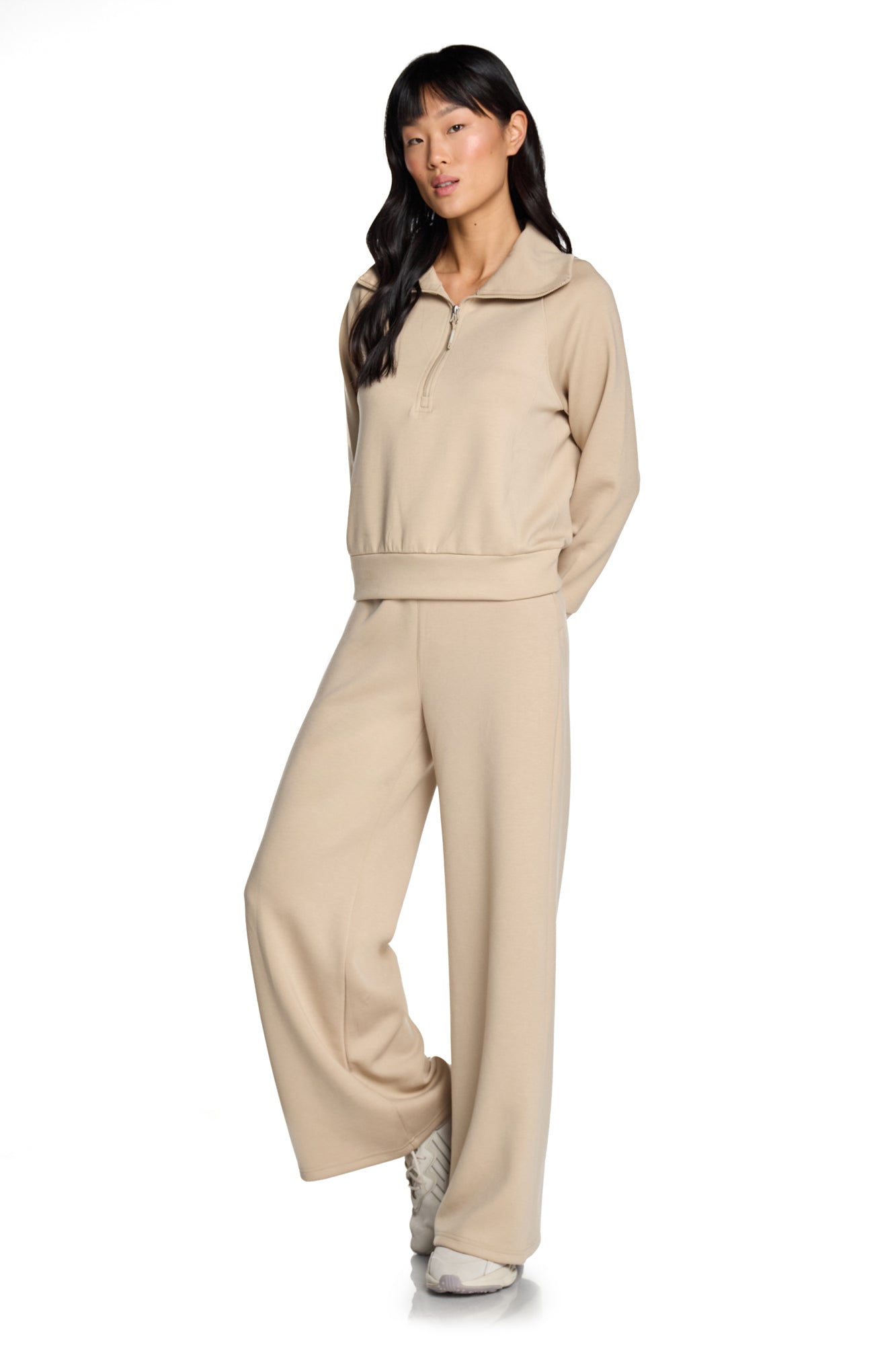 Sweat-shirt à col cheminée et demi-zip Kaia