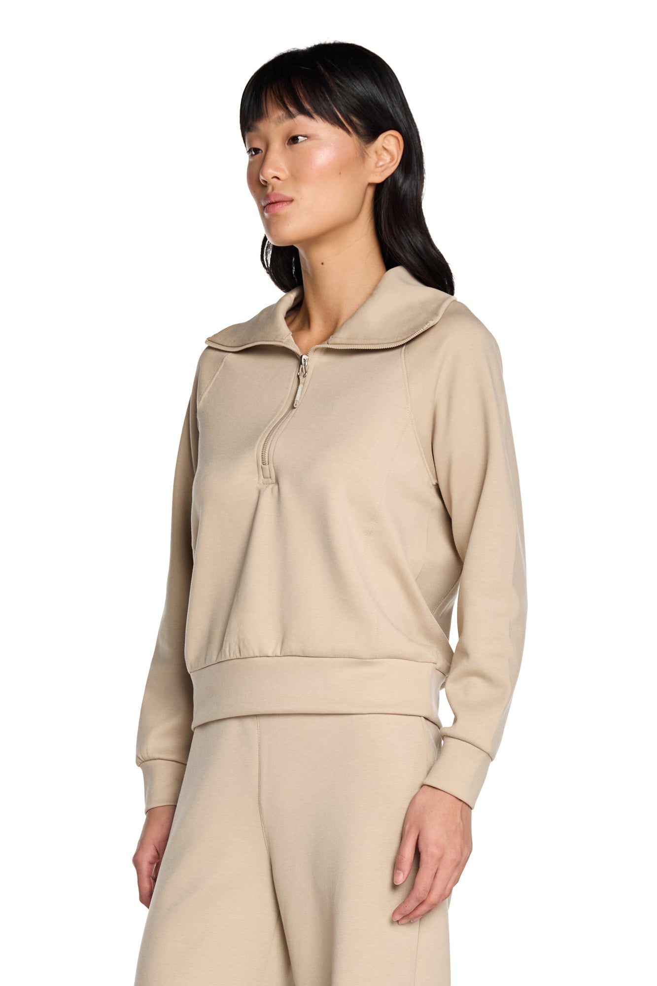 Sweat-shirt à col cheminée et demi-zip Kaia