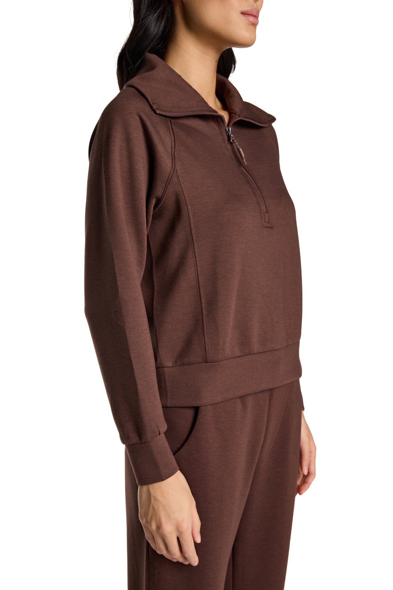 Sweat-shirt à col cheminée et demi-zip Kaia