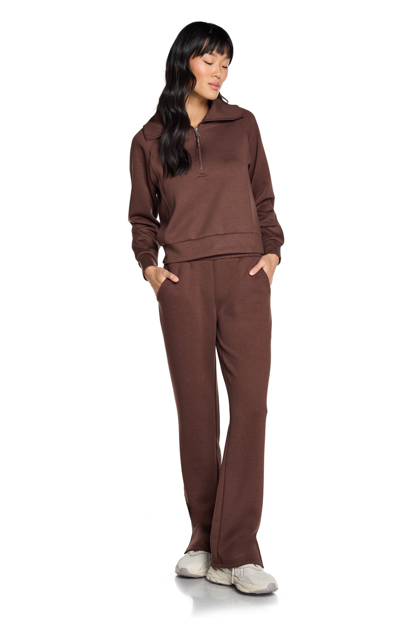 Sweat-shirt à col cheminée et demi-zip Kaia