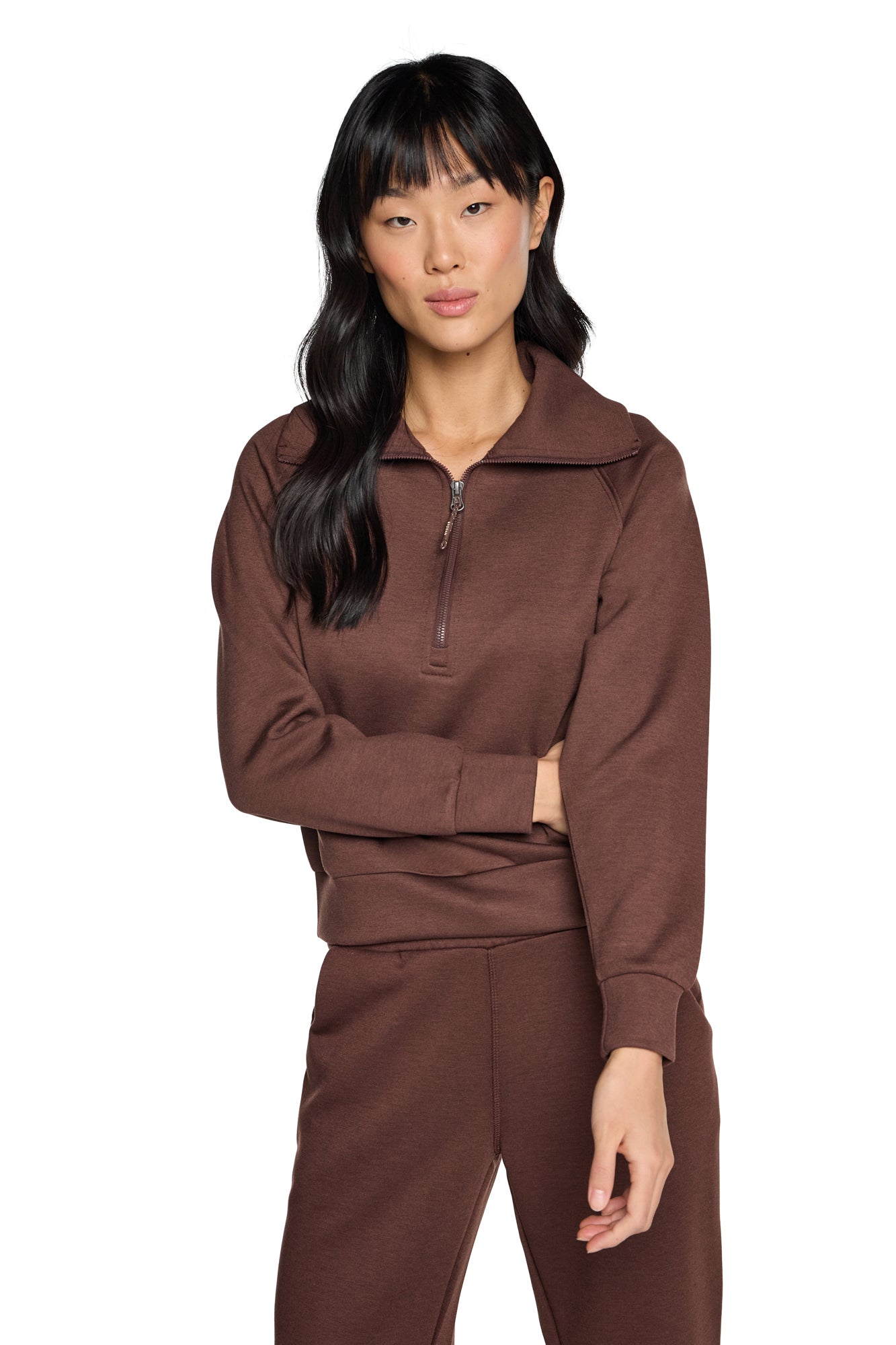 Sweat-shirt à col cheminée et demi-zip Kaia