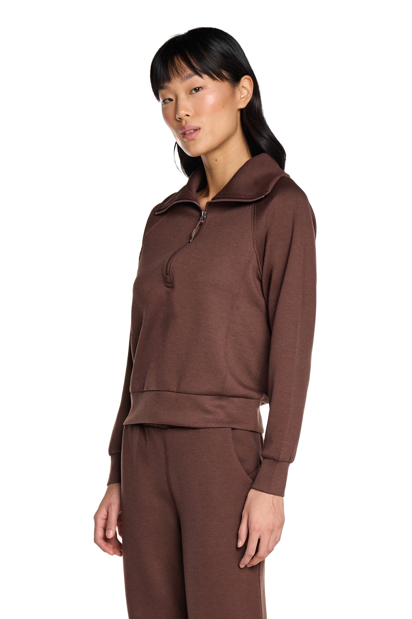 Sweat-shirt à col cheminée et demi-zip Kaia