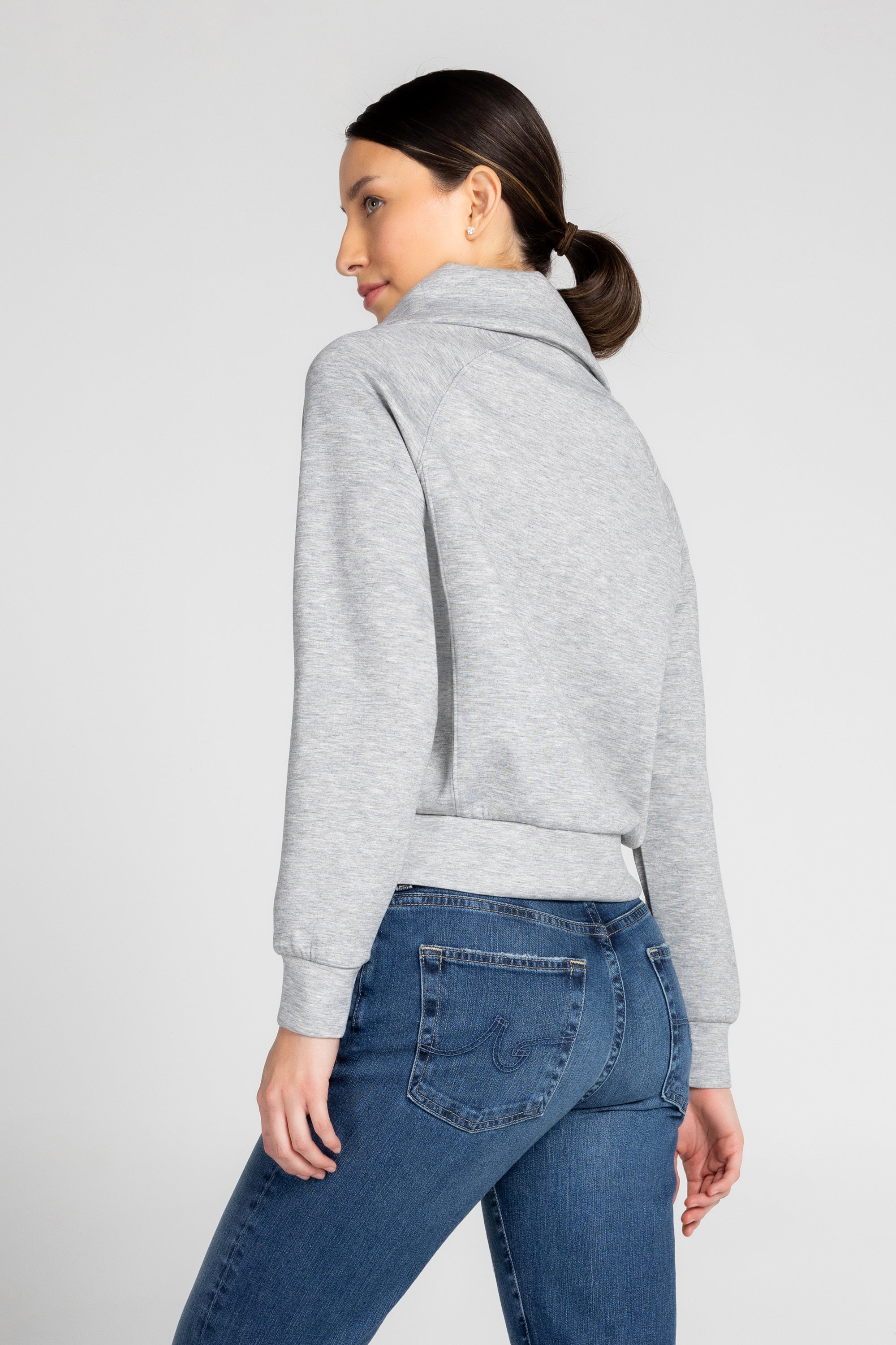 Sweat-shirt à col cheminée et demi-zip Kaia