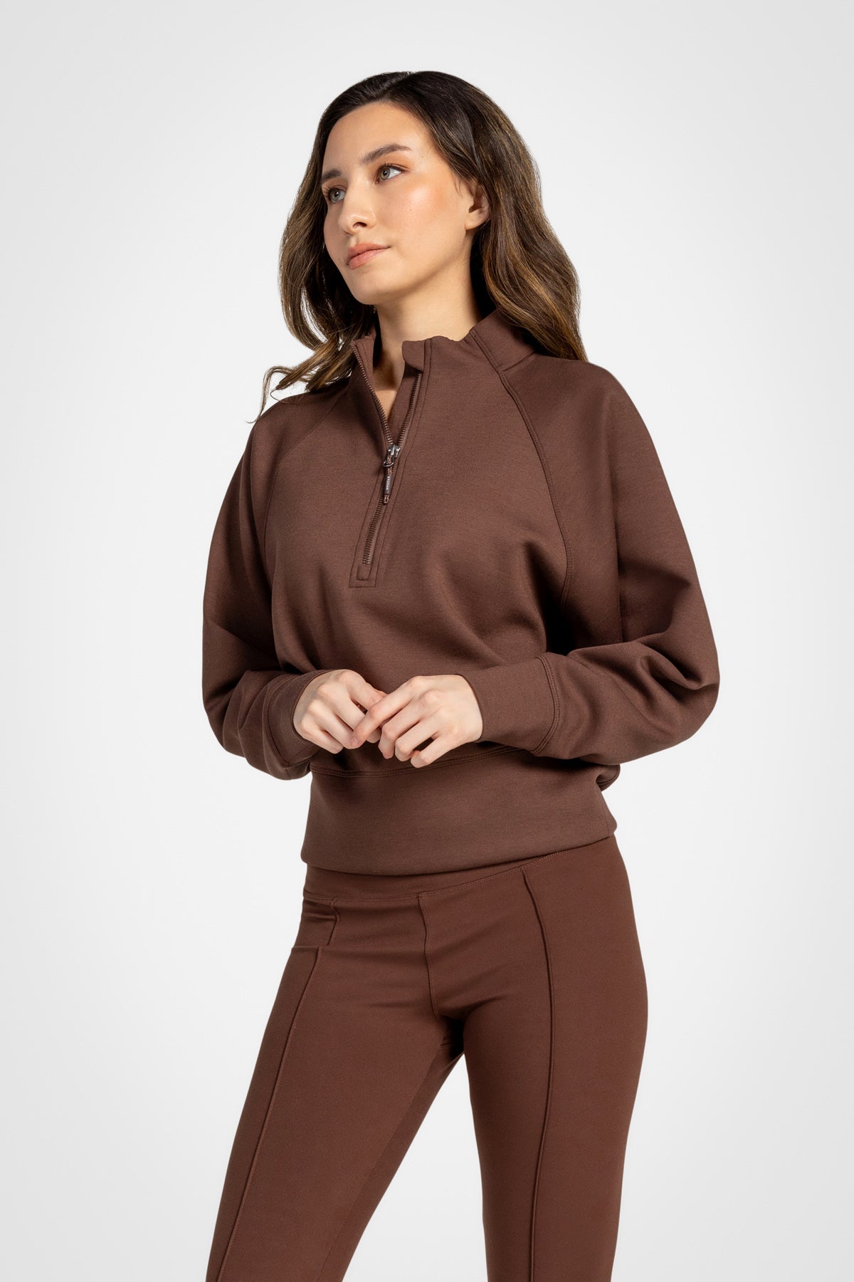Lorelai Sweat-shirt à col montant et demi-zip