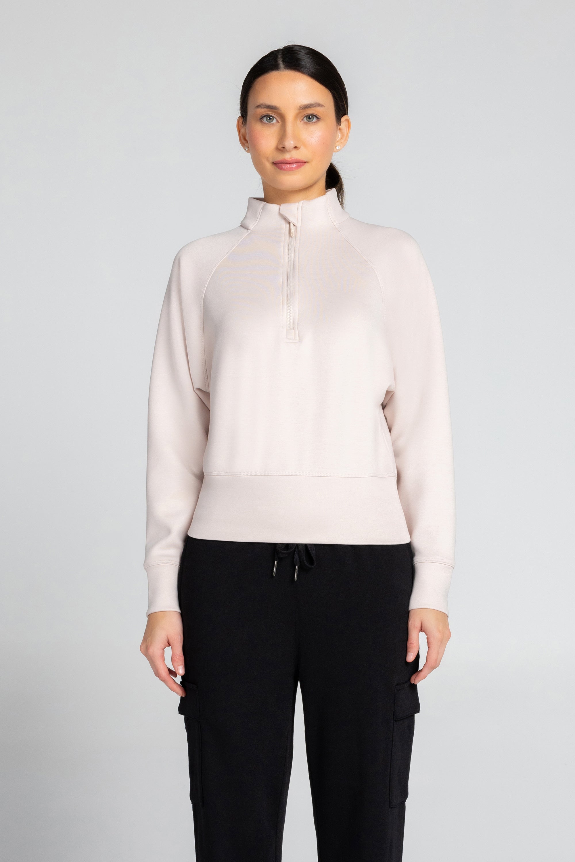 Lorelai Sweat-shirt à col montant et demi-zip