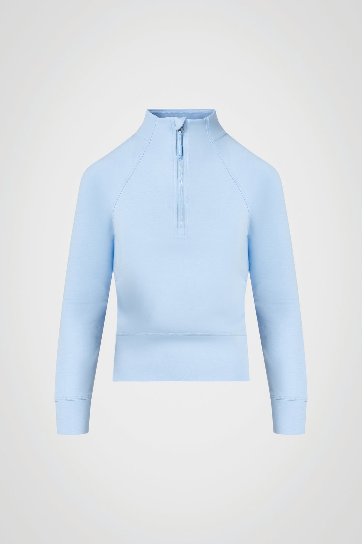 Stretch Knit Mock Neck Half-Zip Long Sleeve Top