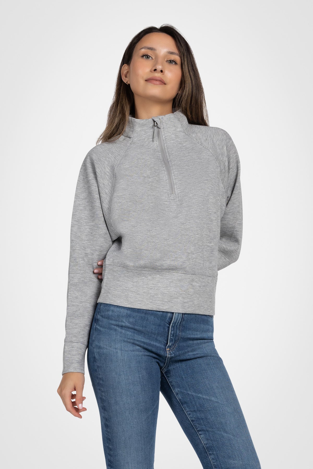 Lorelai Sweat-shirt à col montant et demi-zip