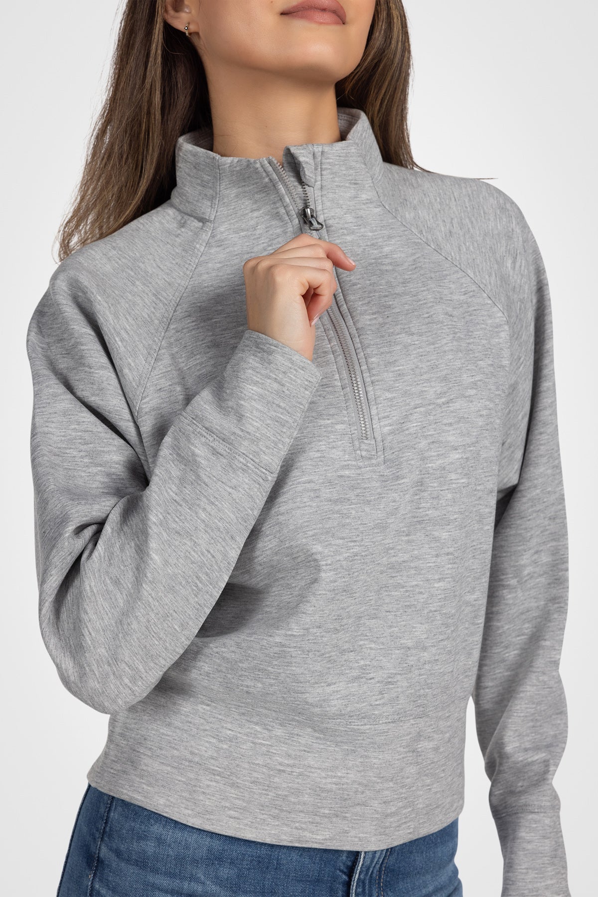 Lorelai Sweat-shirt à col montant et demi-zip