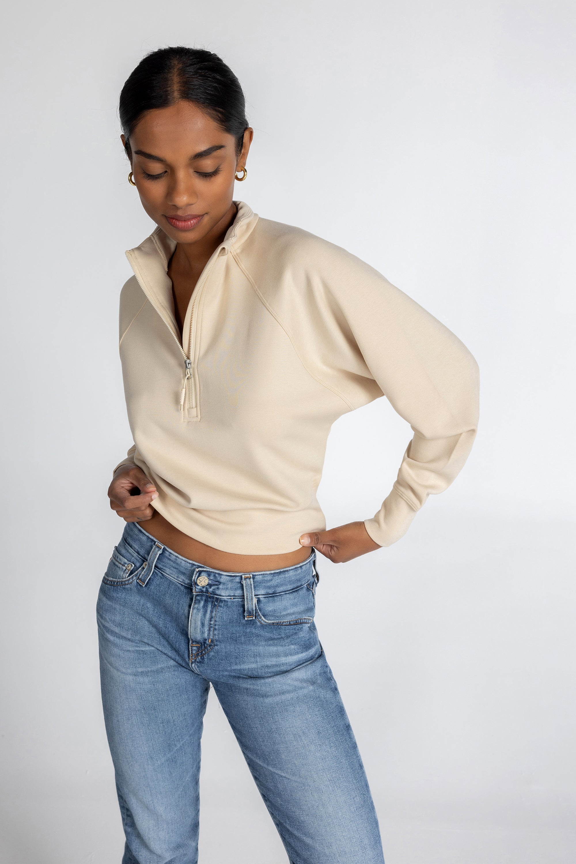 Lorelai Mock Neck Half Zip Sweatshirt