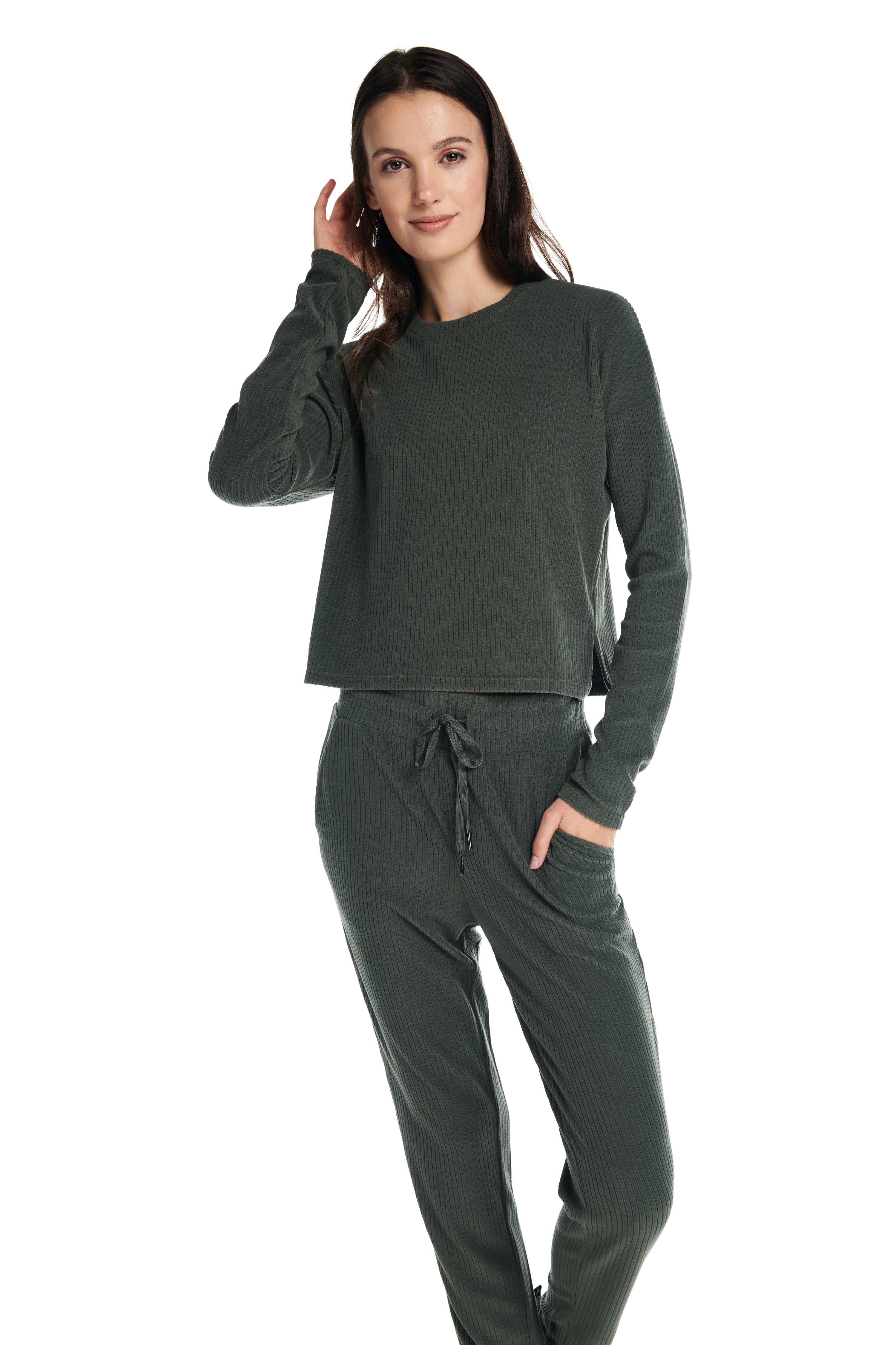 Velour Ribbed Lounge Trouser Jogger