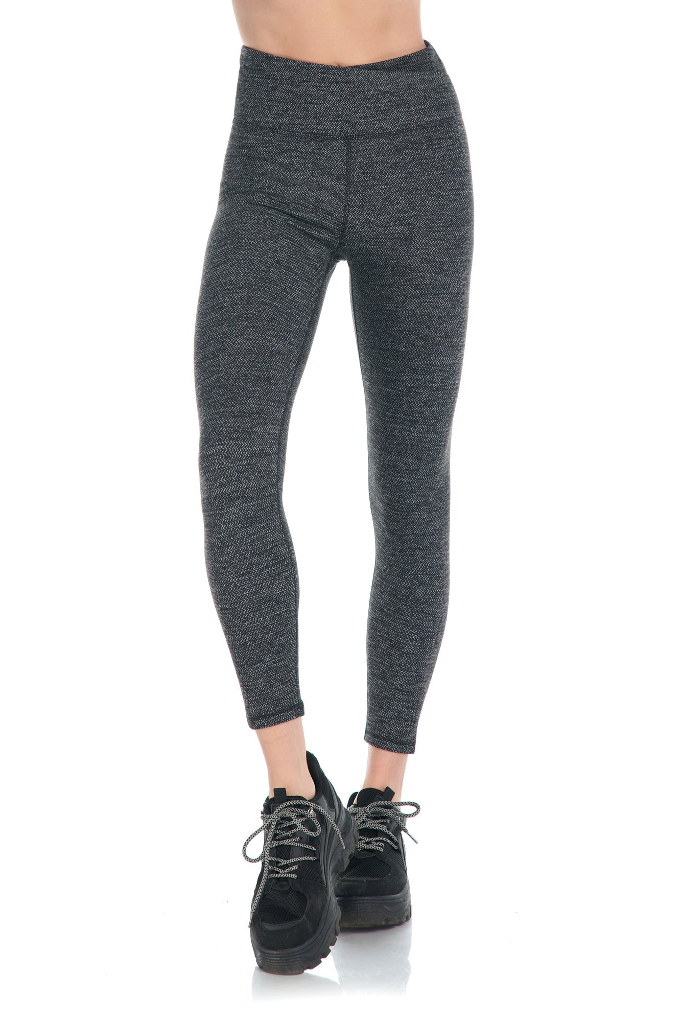 Legging chaud en jacquard zigzag superposé