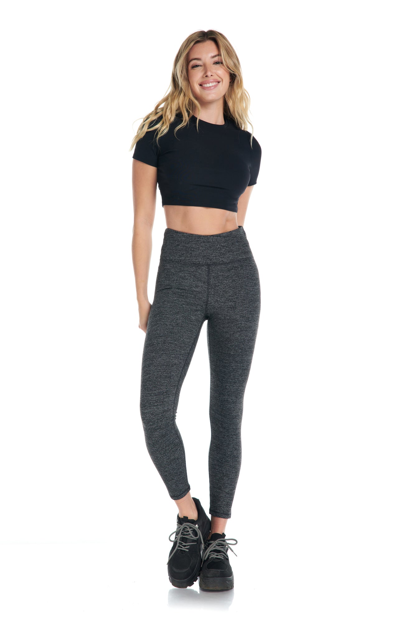 Legging chaud en jacquard zigzag superposé