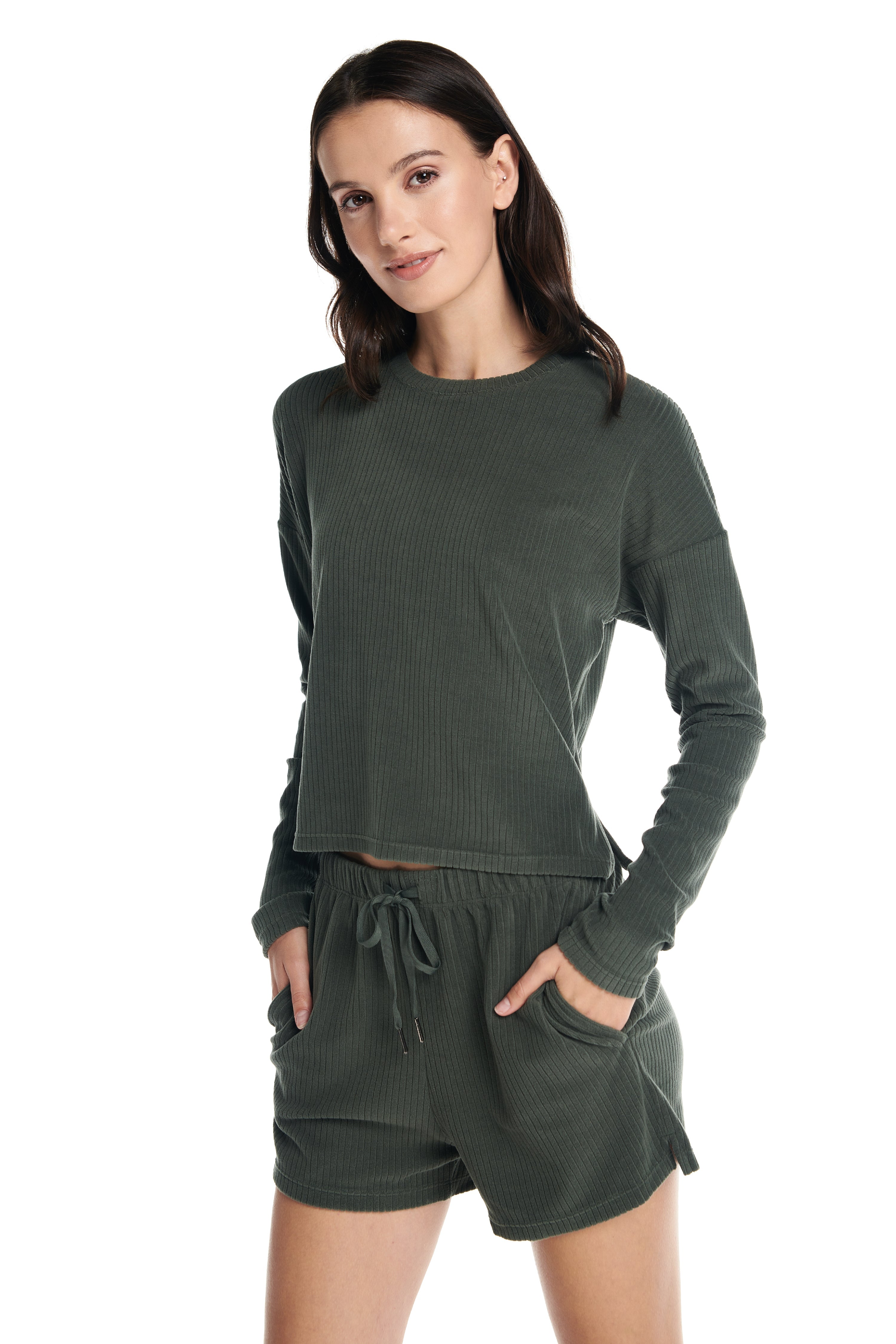 Short côtelé Lounge en velours