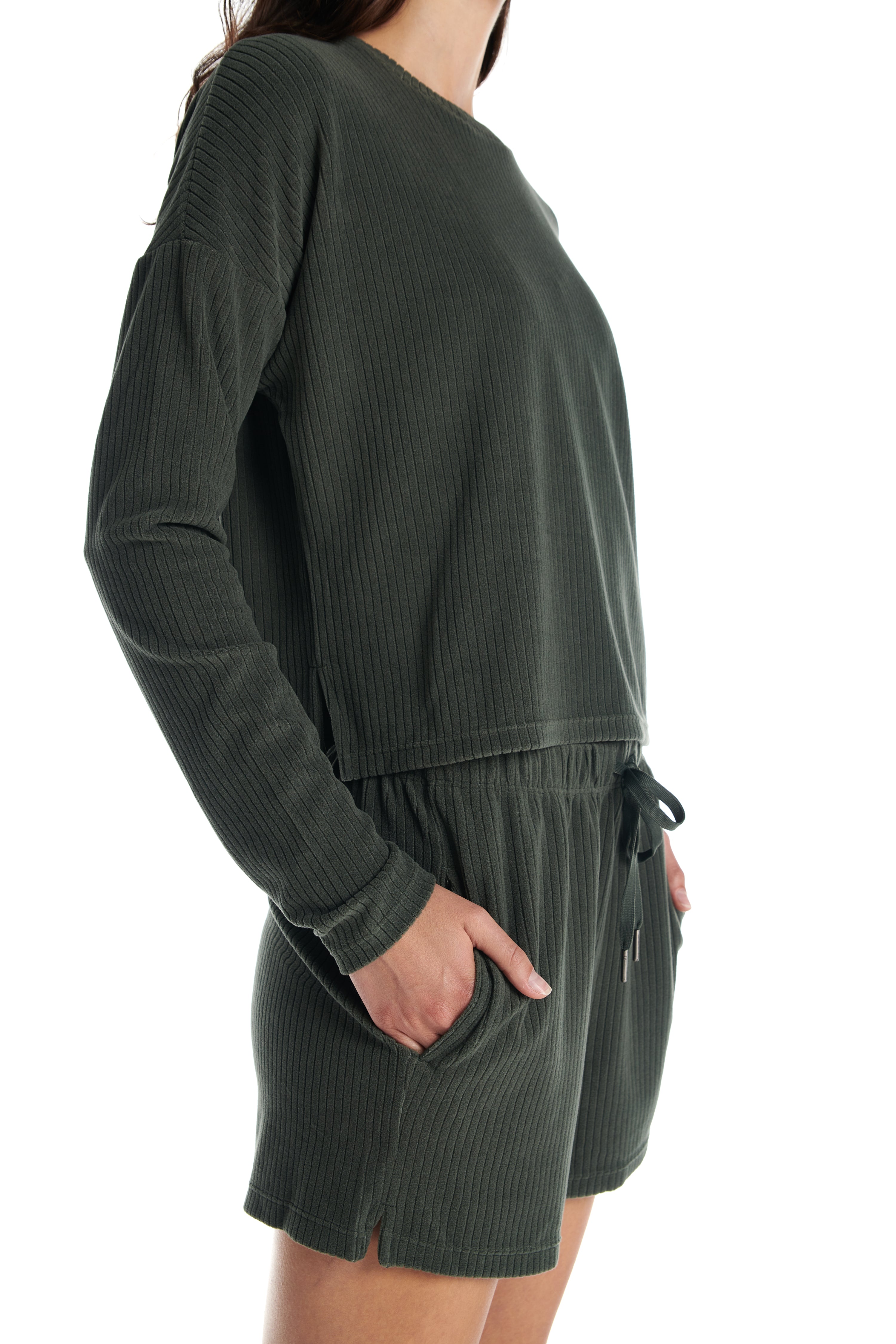 Velour Ribbed Lounge Shorts