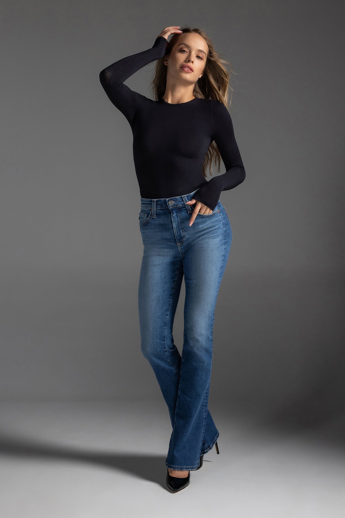 Judy Long Sleeve Crew Neck Full Back Bodysuit