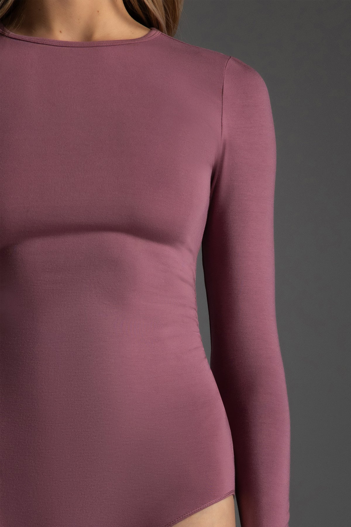 Judy Long Sleeve Crew Neck Full Back Bodysuit