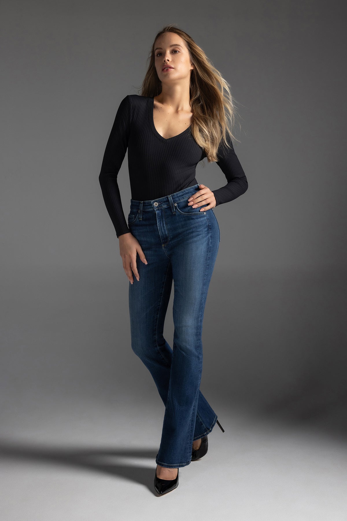 Chloe Ribbed V-Neck Bodysuit