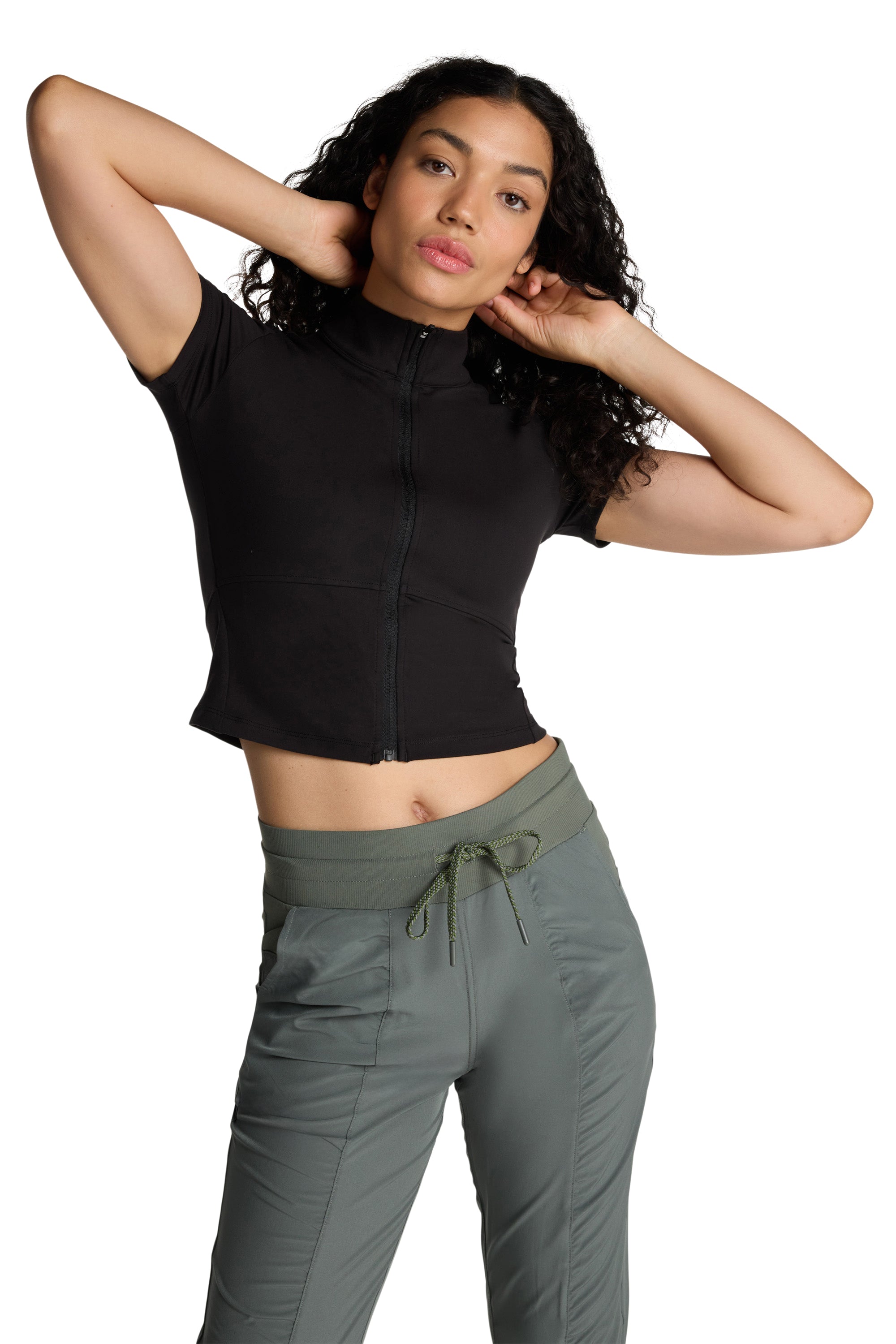 Mock Neck Zip Top