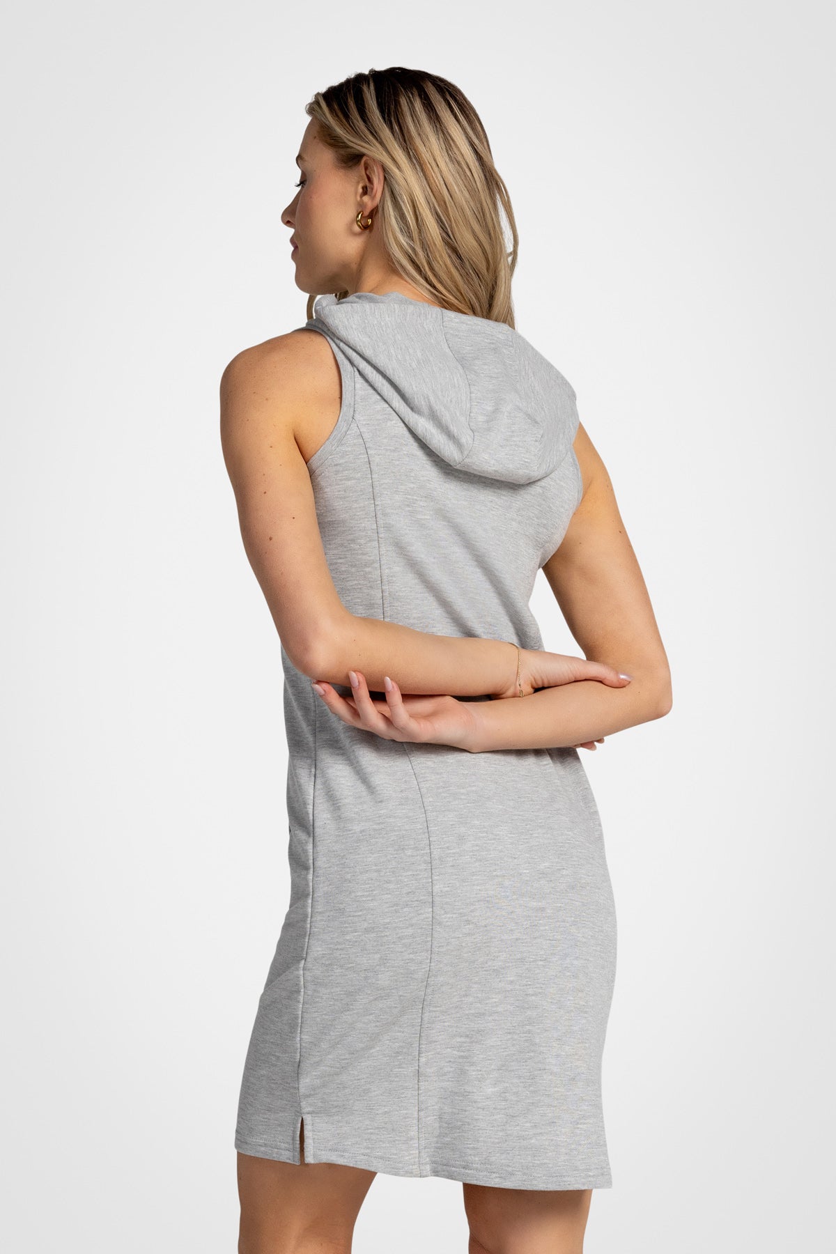 Outdoor French Terry Sleeveless Tank Top Hoodie Dress