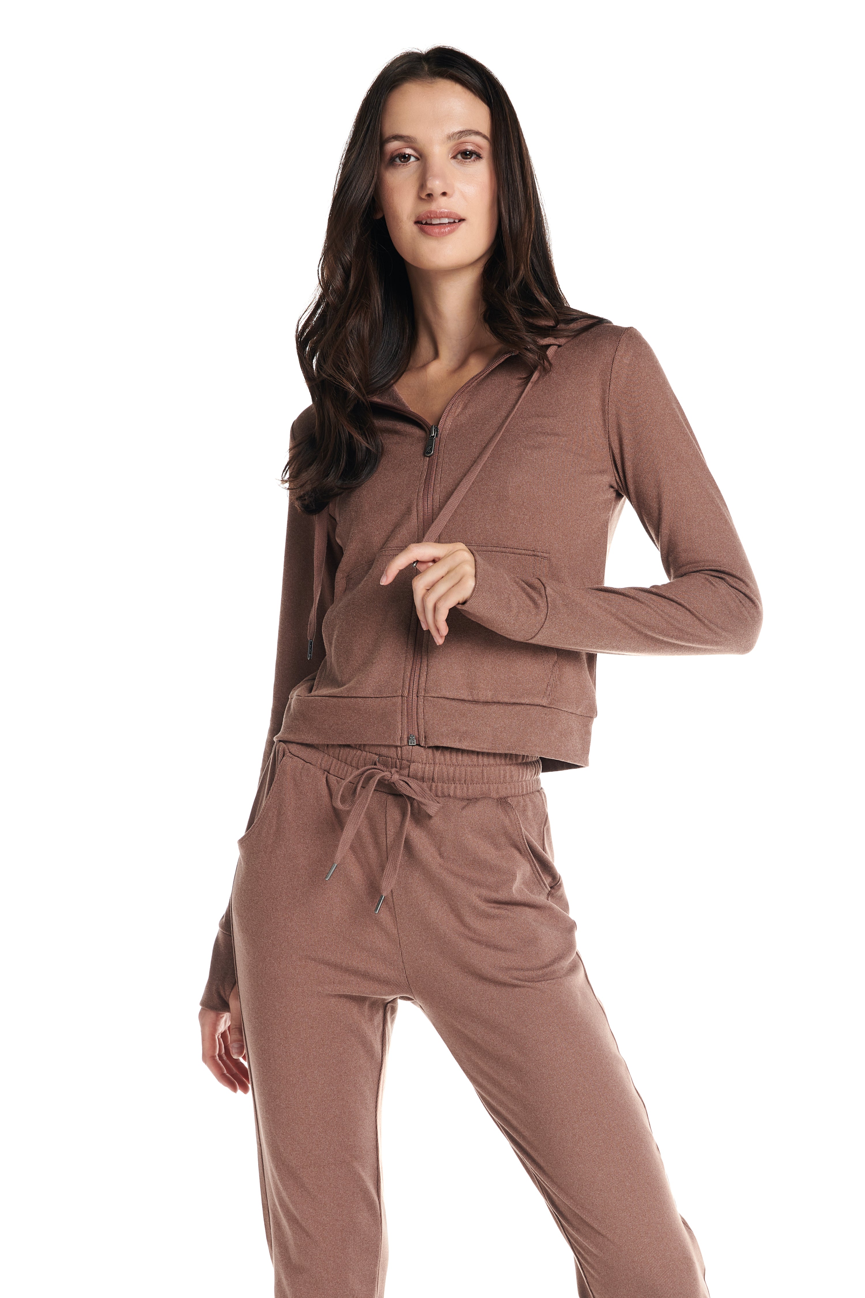 Sweat à capuche en molleton côtelé après-ski