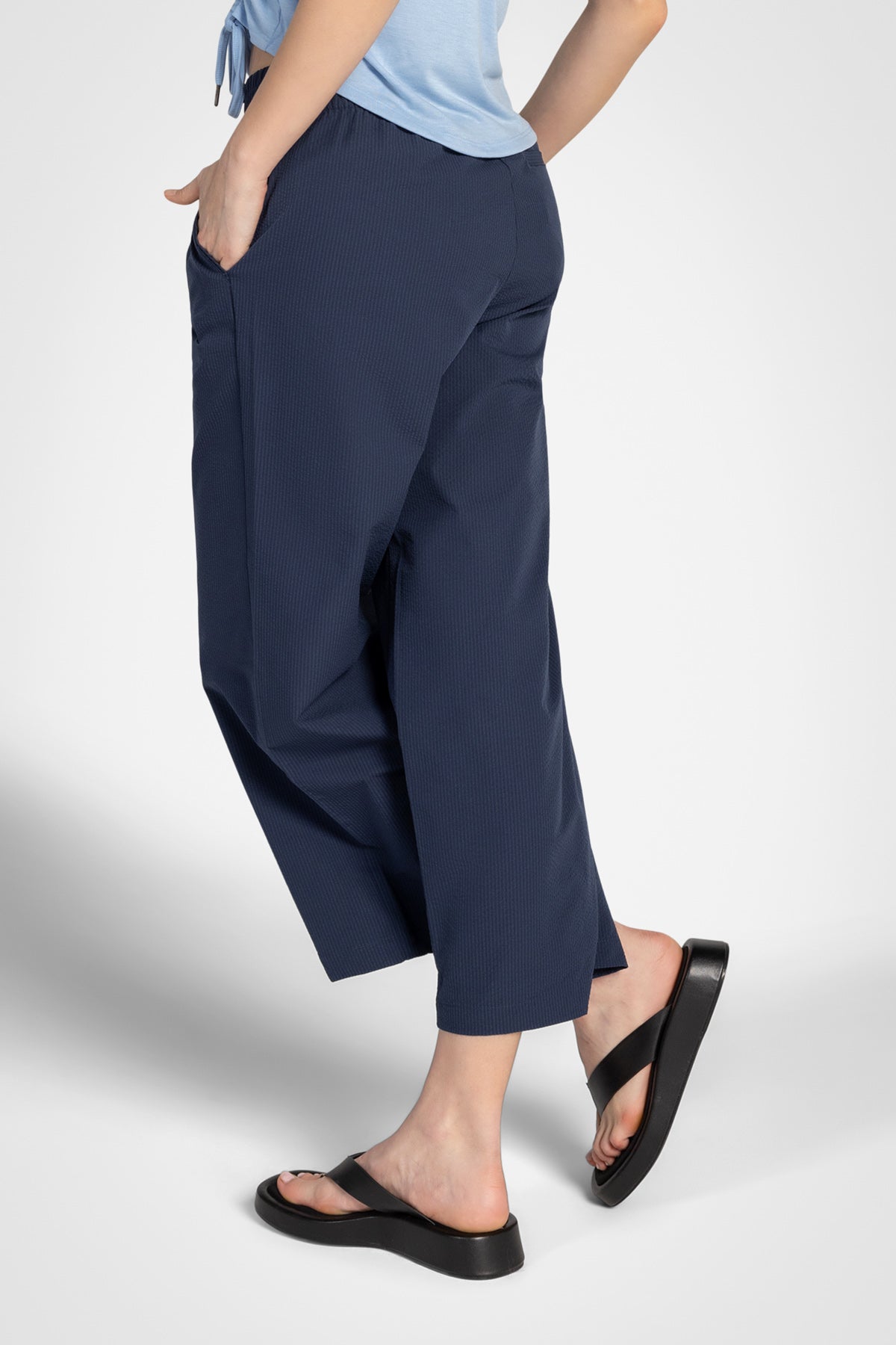 Seersucker Wide Crop Pant