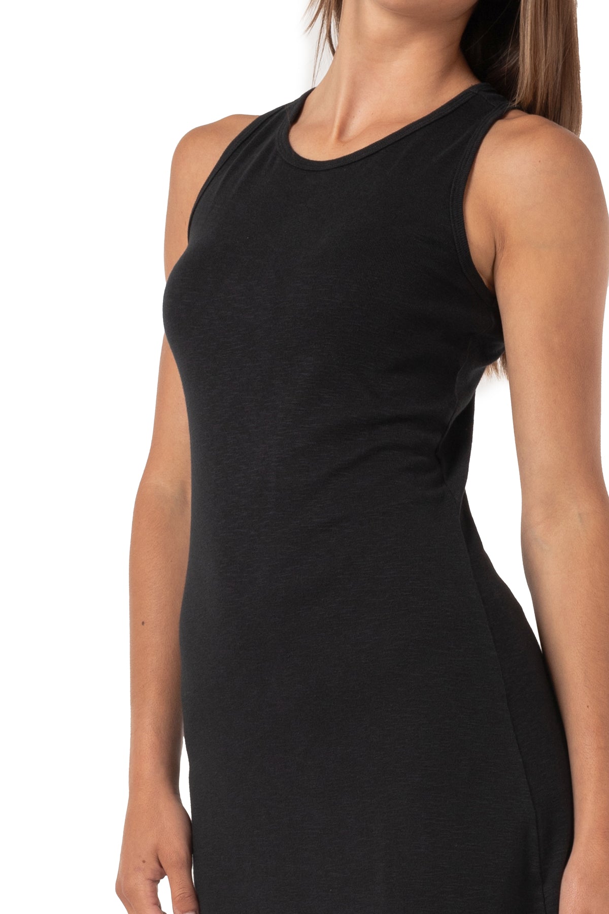 Robe longueur cheville sans manches côtelée Flora