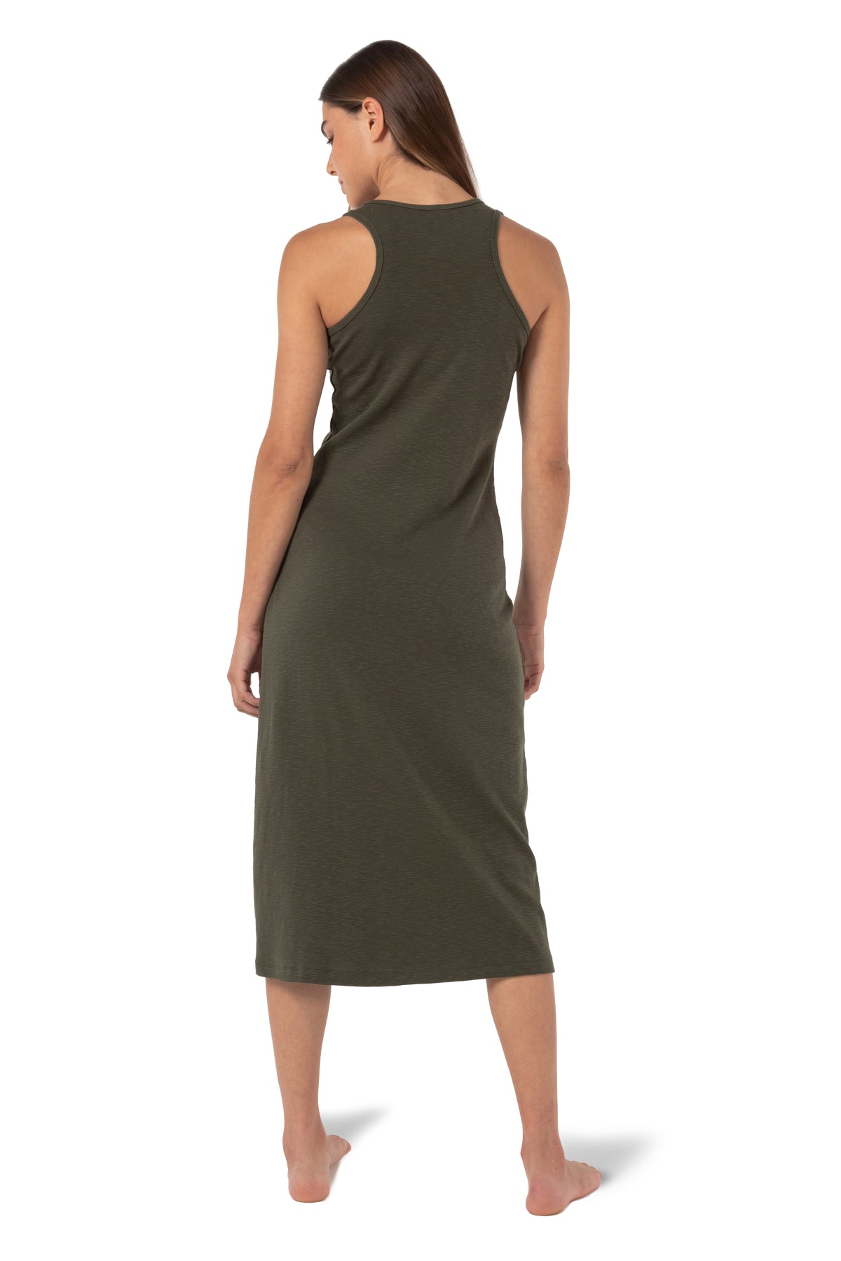 Robe longueur cheville sans manches côtelée Flora